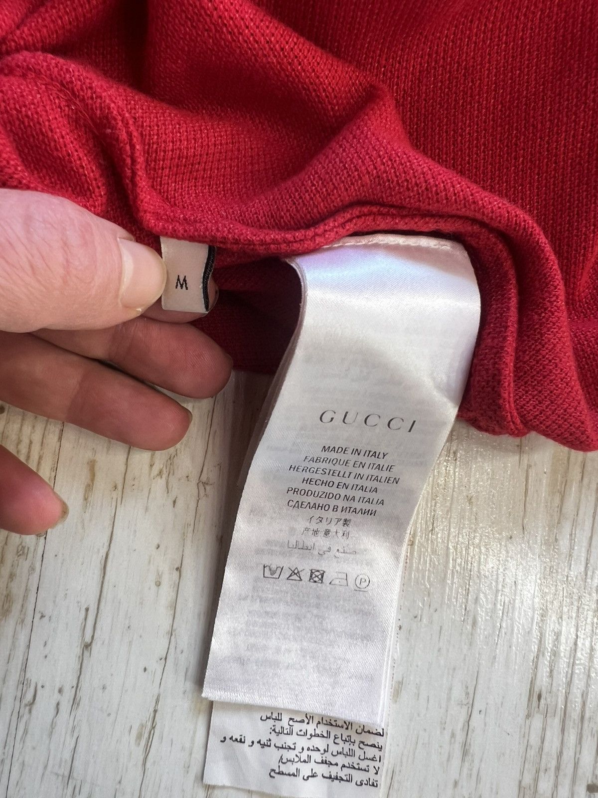 Gucci Gucci Red Cotton Pique Contrast Detail Polo T-Shirt M Size US M / EU 48-50 / 2 - 8 Thumbnail