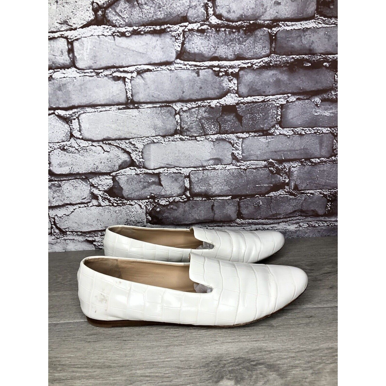 Veronica Beard Veronica Beard Griffin White Leather Croc Embossed Loafer Fl Size US 9.5 / IT 39.5 - 23 Thumbnail