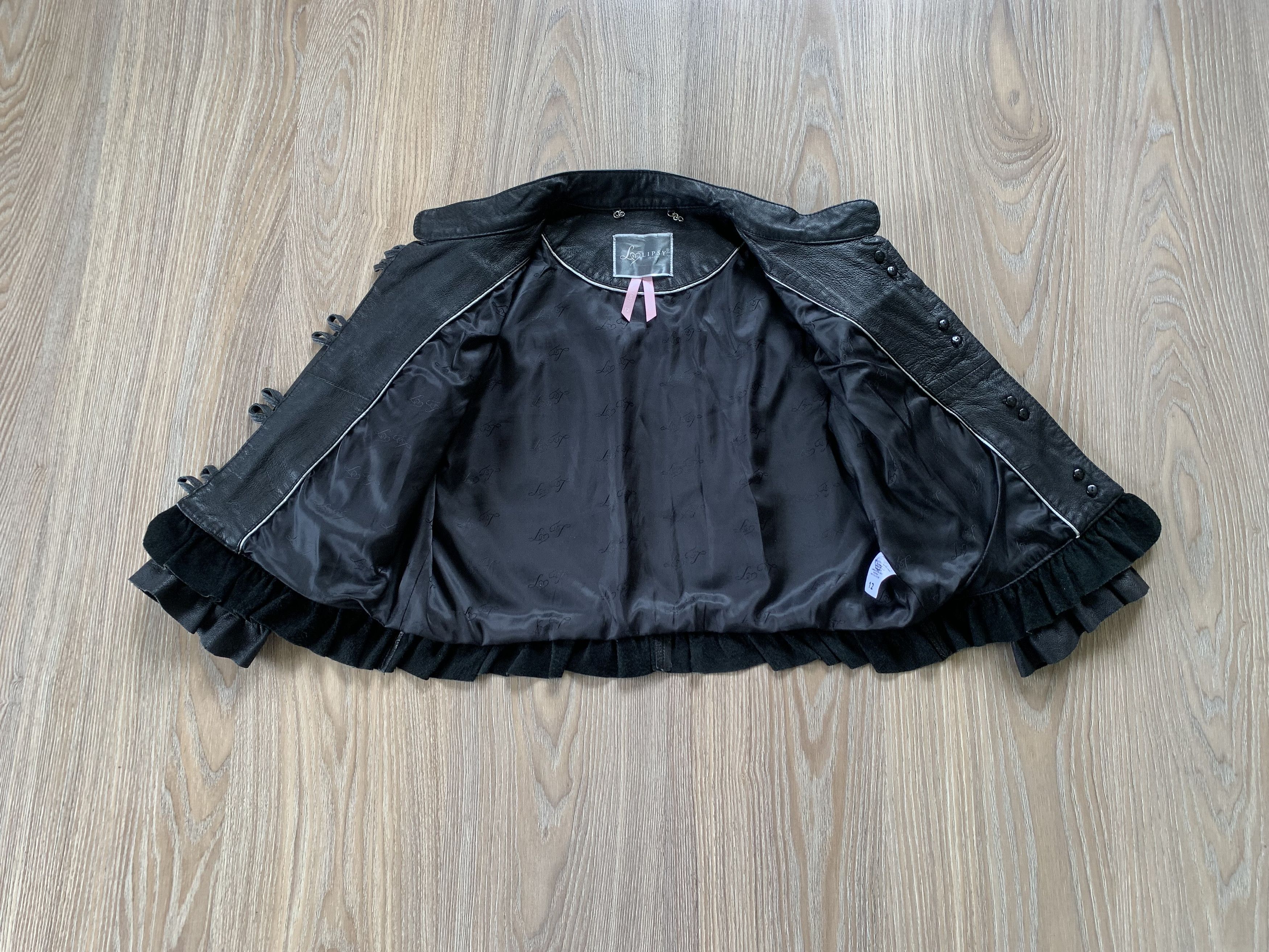 Genuine Leather Lipsy London Womens Black Leather Button Patch Pocket Jacket Size M / US 6-8 / IT 42-44 - 4 Thumbnail