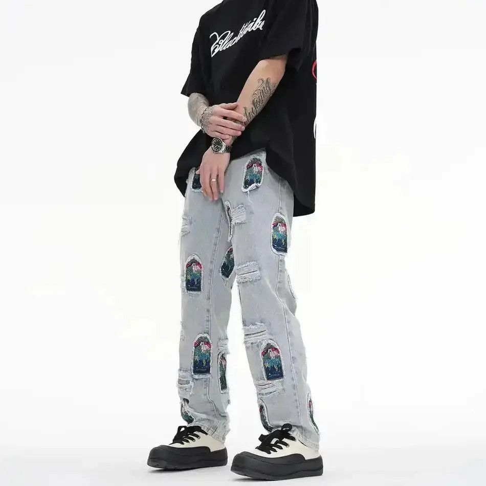 Japanese Brand Retro Patch Embroidered Pleated Jean Size US 32 / EU 48 - 3 Thumbnail