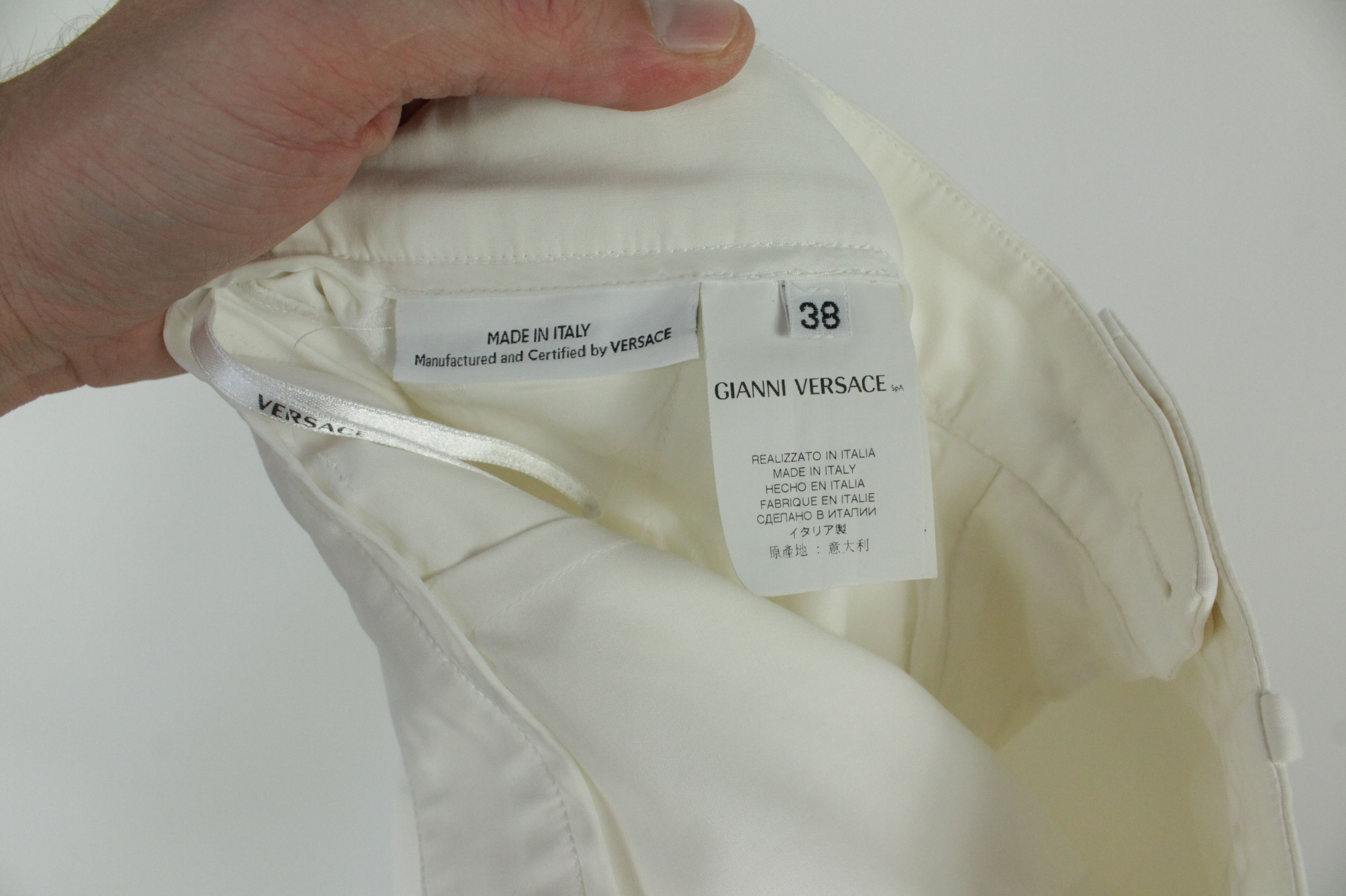 Versace Gianni Versace White Stretch Cotton Tailored Pants Suit Wmns Size XS / US 0-2 / IT 36-38 - 19 Thumbnail