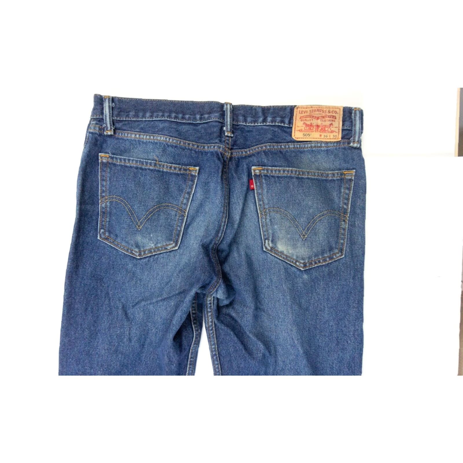 Levi's Levi's 505 Jeans Men's Regular Fit 36x30 Blue Denim Straight Casual Pants Size US 36 / EU 52 - 6 Thumbnail