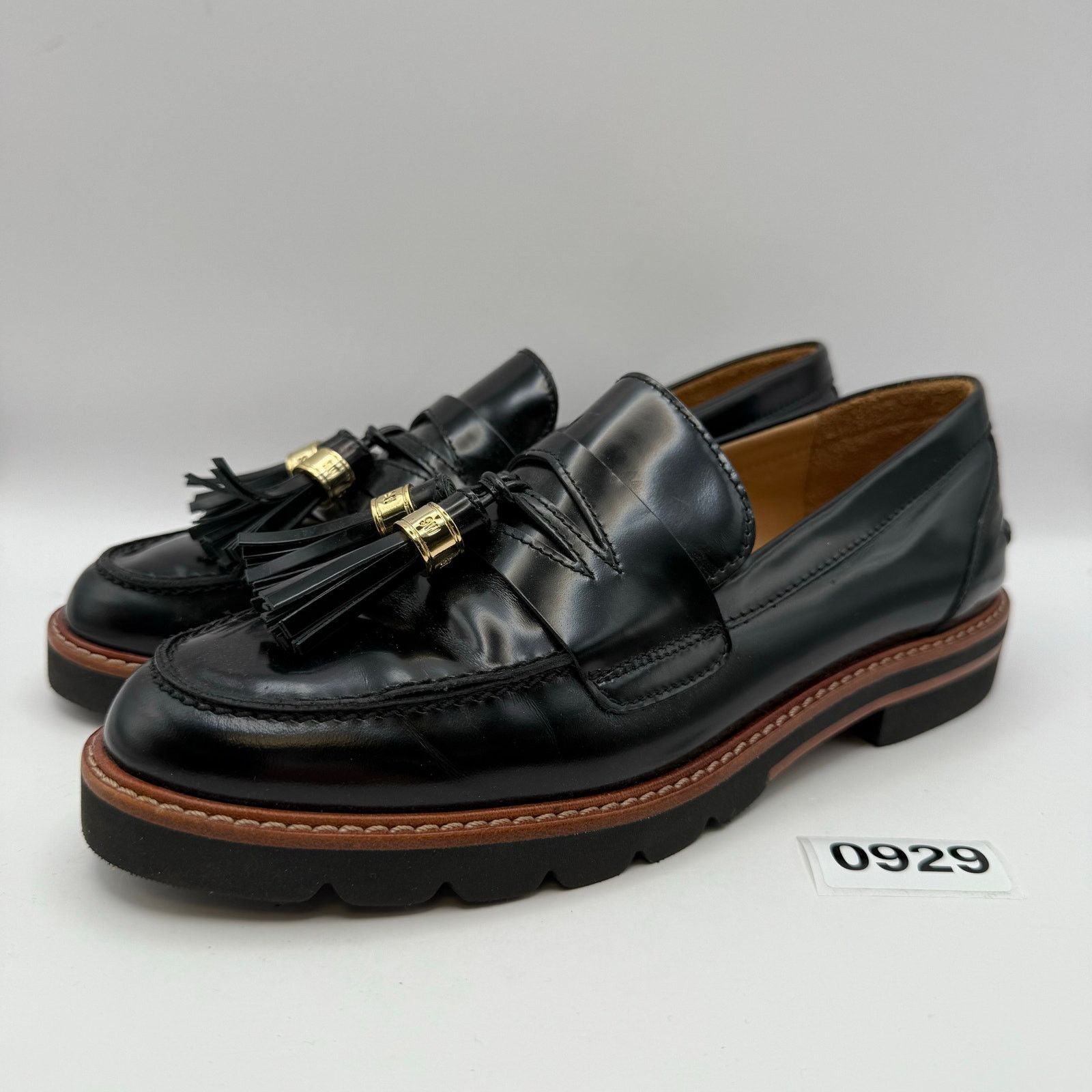 STUART WEITZMAN WOMEN'S 7.5 MANILA TASSEL OXFORD BLACK LEATH