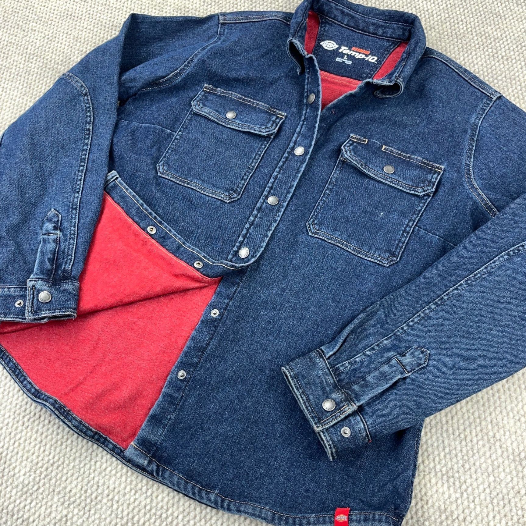 Dickies DICKIES Shacket Jacket Denim Blue Medium Women Adult L Warm Temp-IQ Flex All Seasons 100% Cotton Long Sleeve Collared Pockets Vintage No Mens Womens Size L / US 10 / IT 46 - 2 Thumbnail