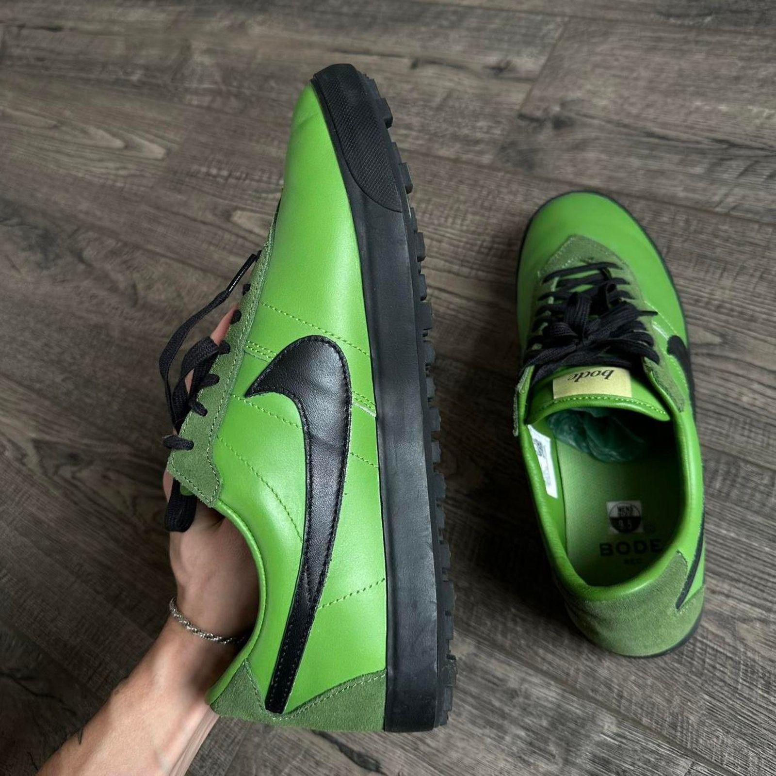 Bode × Nike Rare Green Black Nike Bode Leather Rubber Sneaker Shoe Size US 9.5 / EU 42-43 - 5 Thumbnail