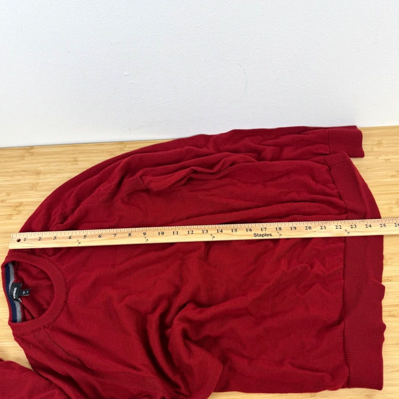 Express EXPRESS Men Crew Neck Merino Wool Sweater Red M Pullover Knit Long Sleeve Solid Logo Casual Workwear Spring Fall Mens Size US M / EU 48-50 / 2 - 4 Thumbnail