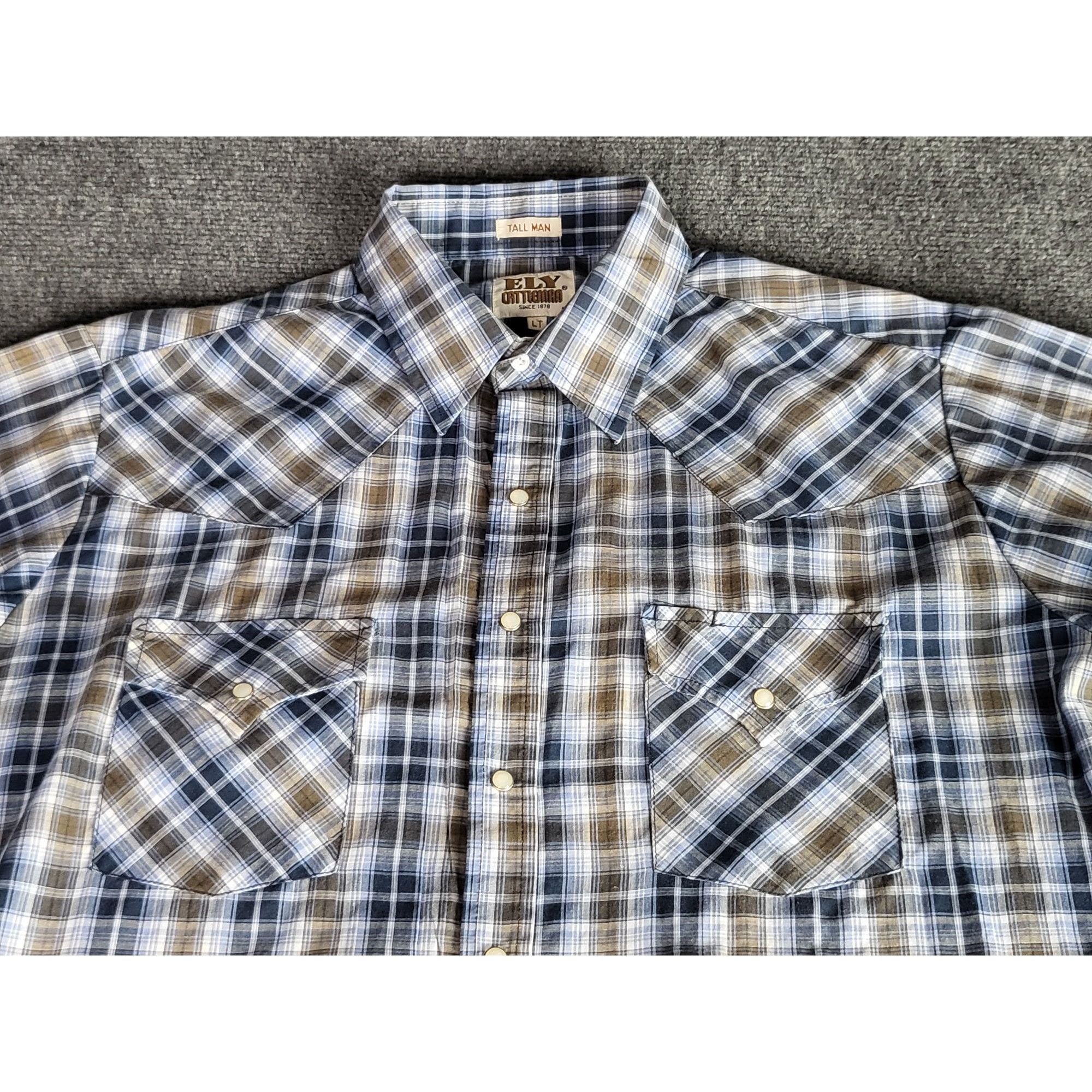 Western Rise Ely Cattleman Pearl Snap Shirt Men Sz L Tall Big Plaid Weste Size US L / EU 52-54 / 3 - 2 Thumbnail