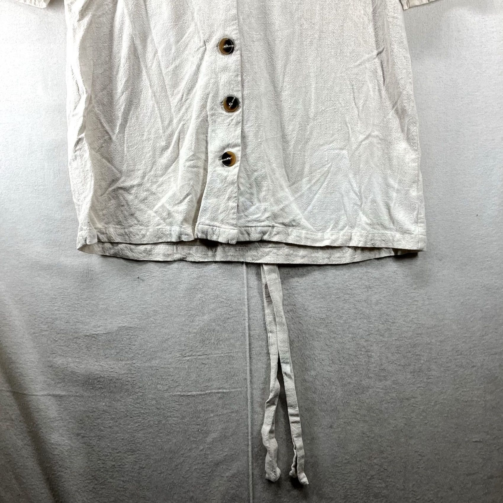 Vintage VINTAGE Retro 90s Linen Blend XL Tunic Top Beige Button Front Tie Back Long Lagenlook Size XL / US 12-14 / IT 48-50 - 6 Thumbnail
