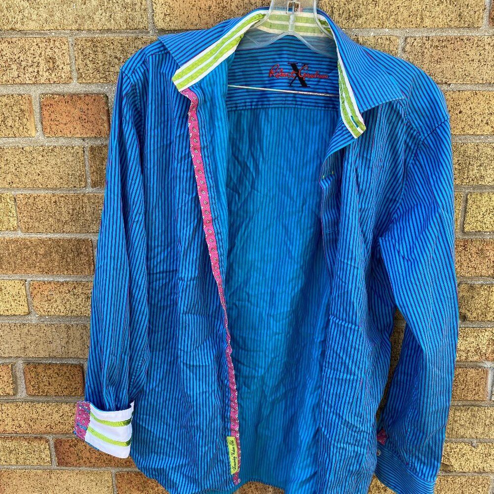 Robert Graham Robert Graham X Striped Tailored Fit Shirt Pattern Accents Size US L / EU 52-54 / 3 - 1 Thumbnail