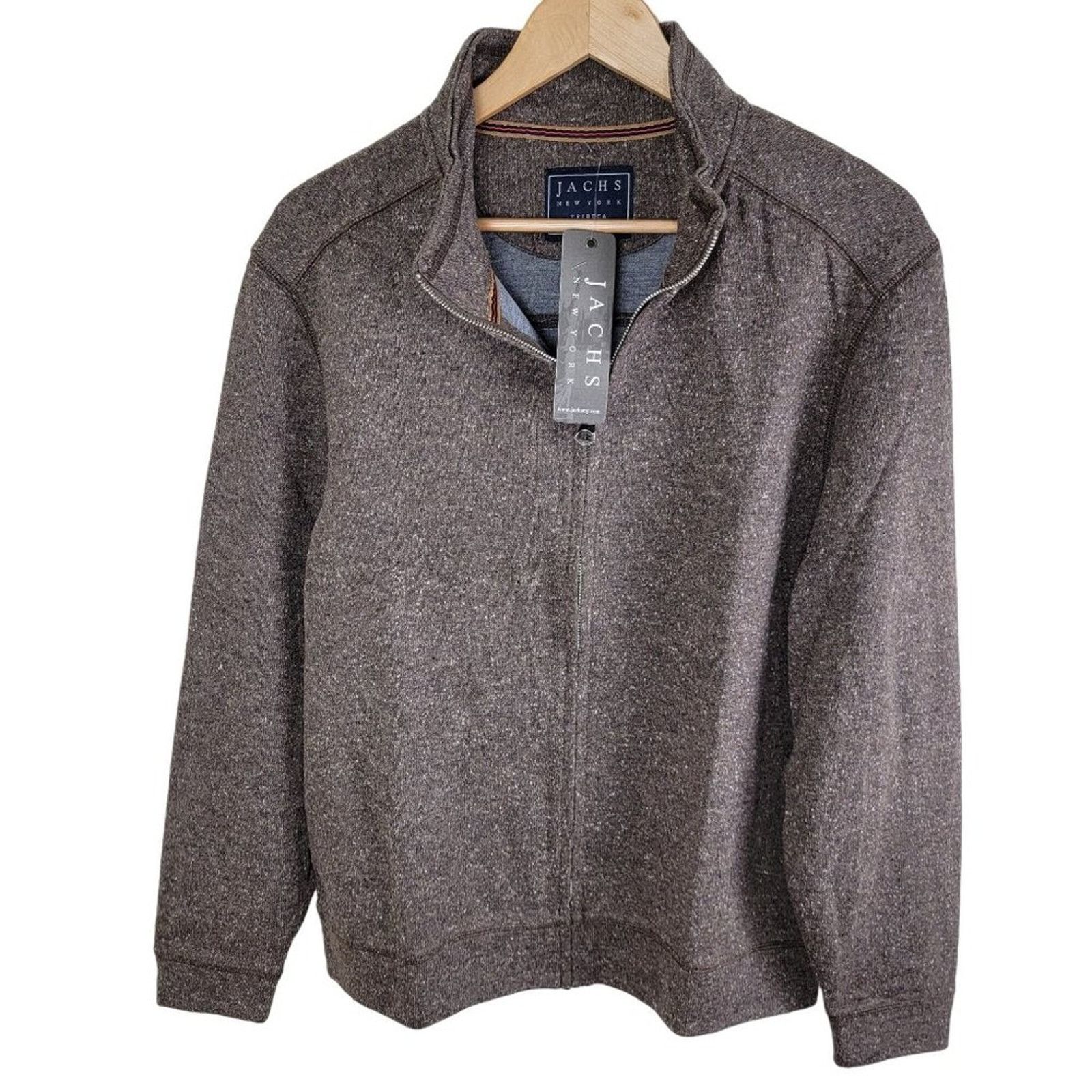 JACHS NY JACHS Mens Full Zip Knit Sweater size L Brown Size US L / EU 52-54 / 3 - 1 Thumbnail