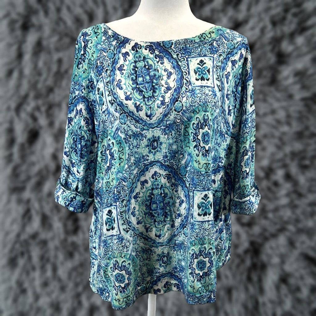 Talbots Talbots Woman Knit Sweater Sz 2X Petite 3/4 Sleeves Roll Tab GUC Multicolor Pullover Knit Roll Tab Sleeve Petite 2X Women Size XXL / US 16-18 / IT 52-54 - 1 Thumbnail