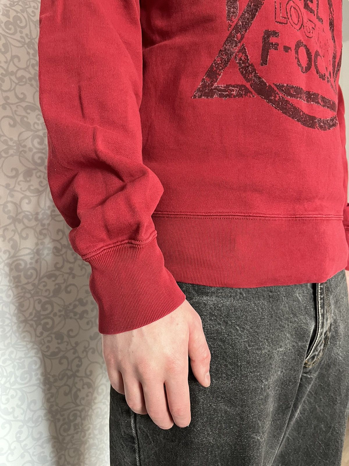 Designer × Diesel Diesel Lost In Focus Men Red Longsleeve Hoodie Size US L / EU 52-54 / 3 - 3 Thumbnail
