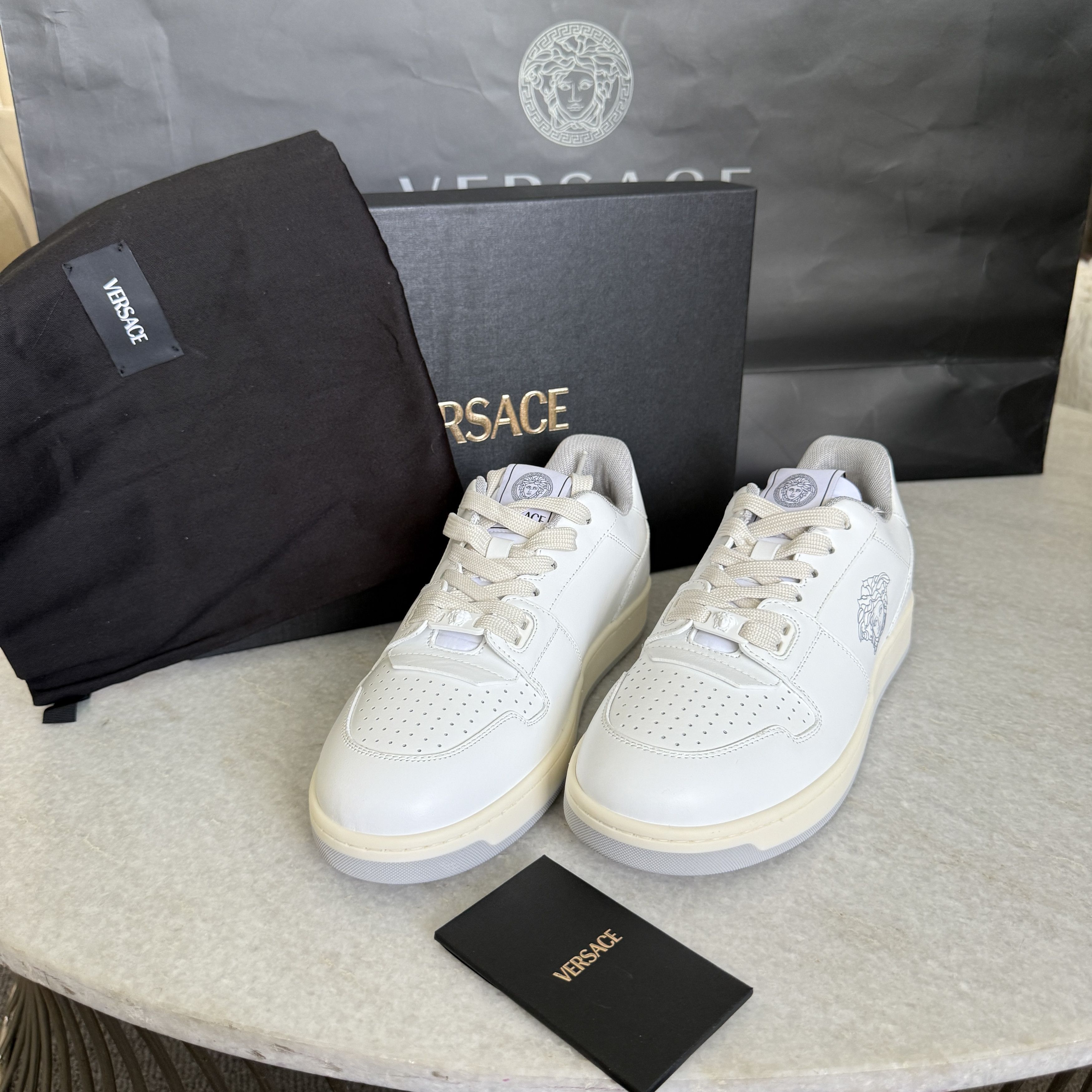 Versace Versace Medusa White Leather Men's Sneaker, 1013377, sz 40 Size US 7 / EU 40 - 2 Thumbnail