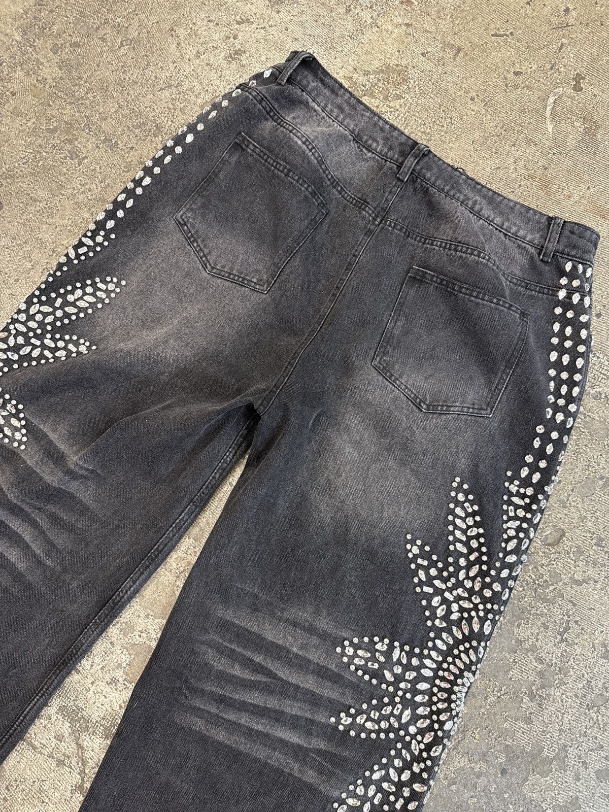 Vale Vale (Valley) Stone Crystal Rhinestone Black Baggy Jean Size US 34 / EU 50 - 6 Thumbnail