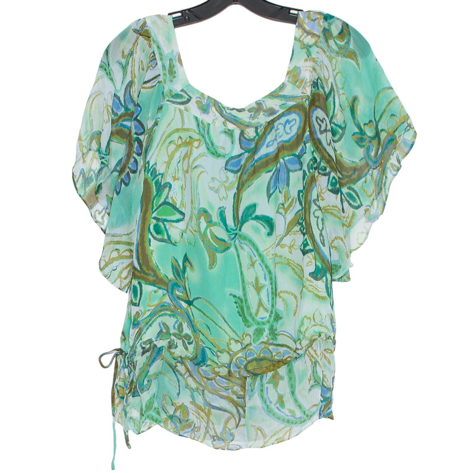 Other INC Silk Sheer Top Paisley Green 2 Boho Resort Beachy Flowy Size XS / US 0-2 / IT 36-38 - 3 Thumbnail