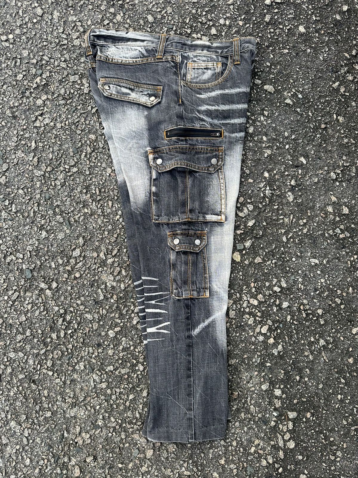 If Six Was Nine DENIM CARGO PANTS VOMANIE FADED VINTAGE Size US 30 / EU 46 - 12 Thumbnail