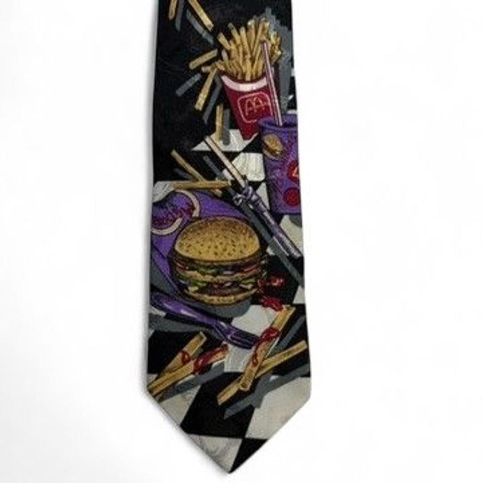 Designer Vintage 1994 MCDONALD'S Men's Necktie, Big Mac & Fries Size ONE SIZE - 3 Thumbnail
