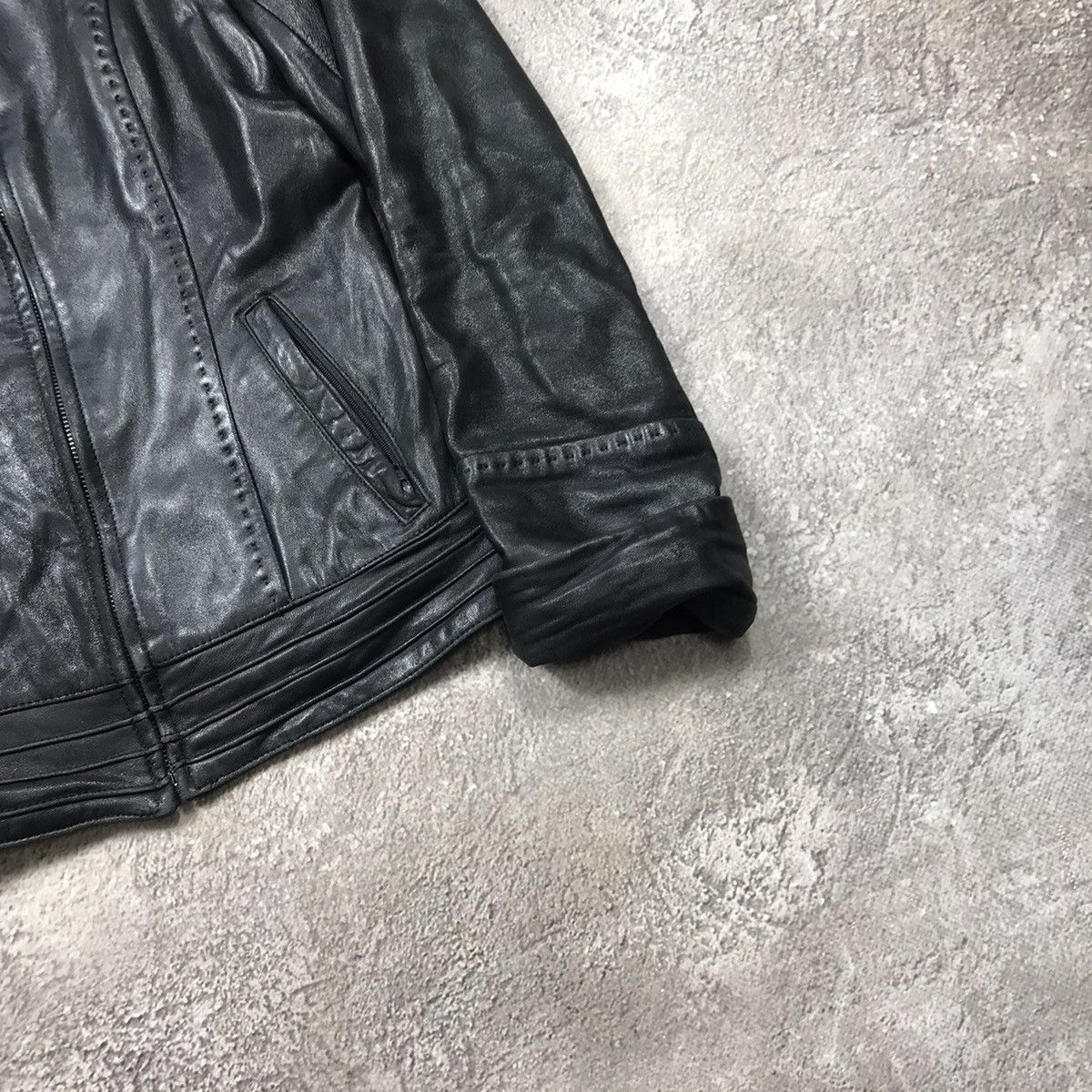 Genuine Leather Vintage Y2K Black Leather Jacket Streetwear Skate Bleached M Size M / US 6-8 / IT 42-44 - 5 Thumbnail