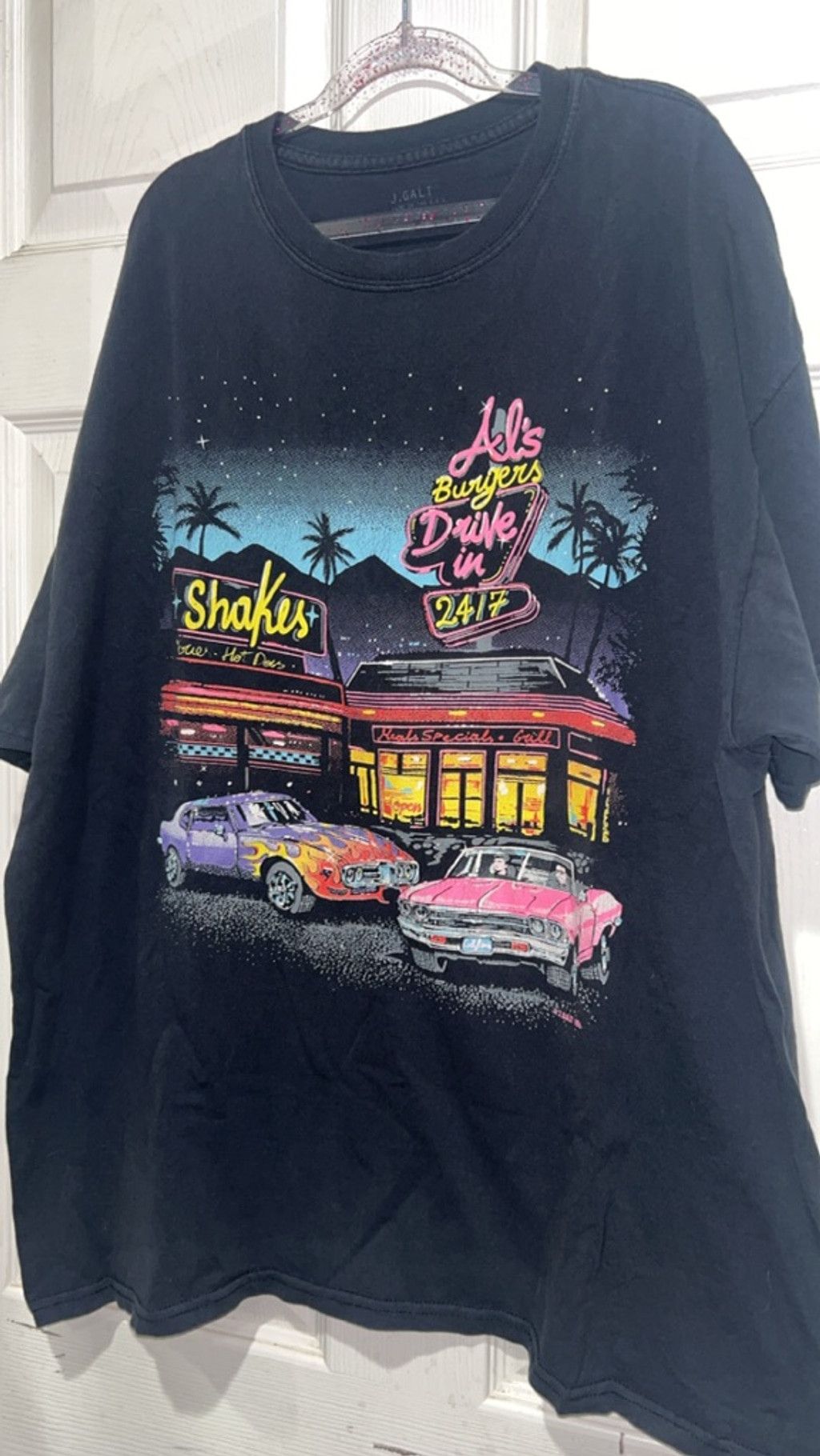 Other Women's J. Galt Short Sleeve Tee M Black Multicolor Graphic Size ONE SIZE - 2 Thumbnail