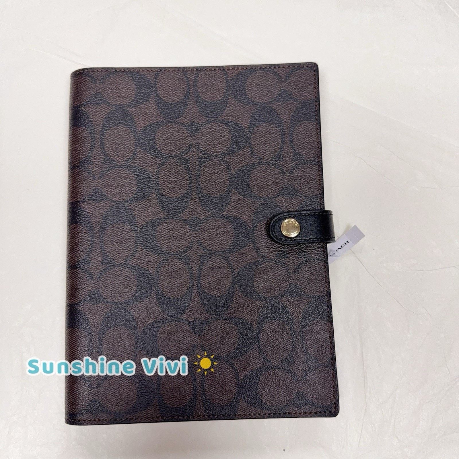 Coach NWT Coach Snap Notebook 222 Walnut Black Leather Size ONE SIZE - 5 Thumbnail