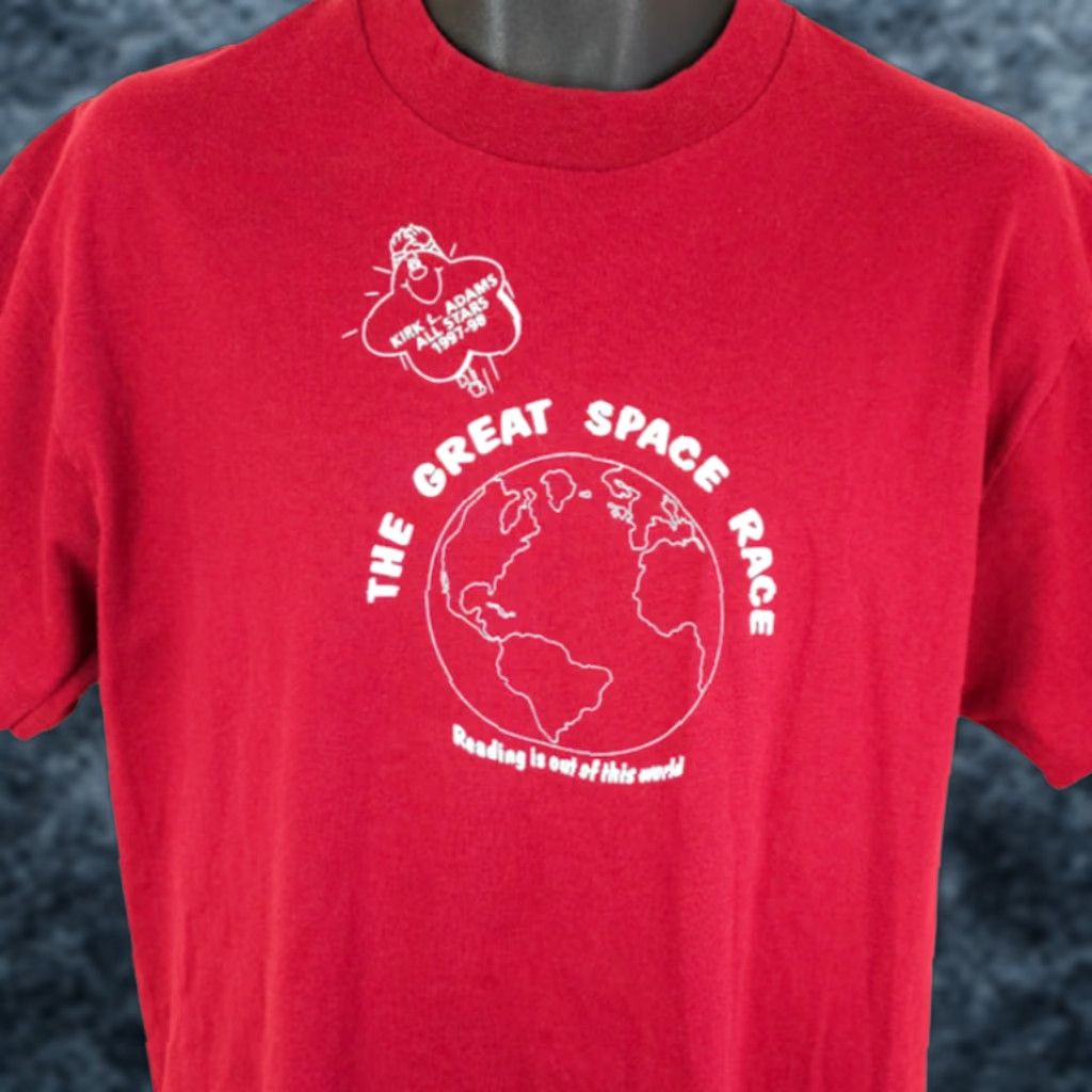Hanes VINTAGE Hanes Great Space Race T Shirt Mens Large Red 90s Reading Books Made In USA Mens T-Shirt Size US L / EU 52-54 / 3 - 1 Thumbnail