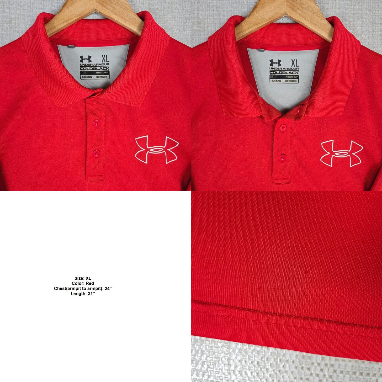 Under Armour UNDER ARMOUR COLDBLACK Polo Shirt Performance Red Golf Wicking Mens Size XL Size US XL / EU 56 / 4 - 9 Thumbnail
