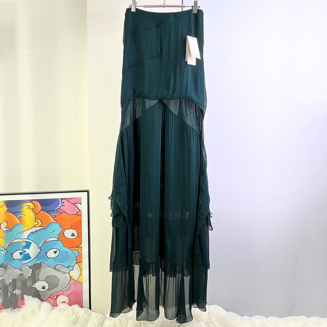 Saint Laurent Paris Saint Laurent Silk Ruffle Maxi Skirt Size 38 Size 27" / US 4 / IT 40 - 1 Thumbnail