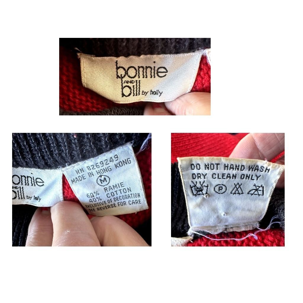 Vintage Vintage 80s Bonnie Bill by Holly Medium Sweater Red Black Size M / US 6-8 / IT 42-44 - 11 Thumbnail
