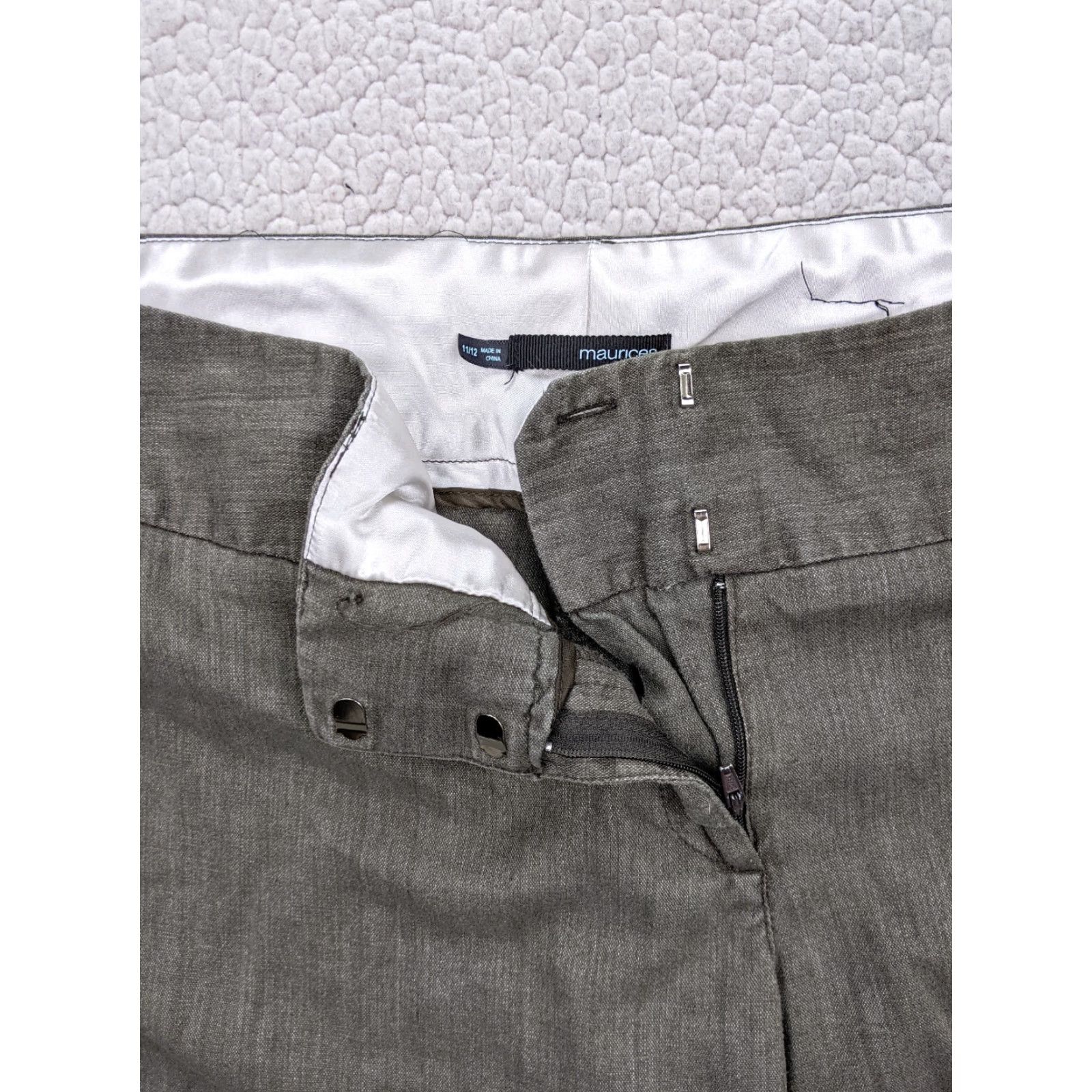 Vintage Maurices Womens Capri Pants 12 Gray Linen Blend Slacks Crop Casual 20.5in Inseam Womens Size 34" / US 12 / IT 48 - 2 Thumbnail
