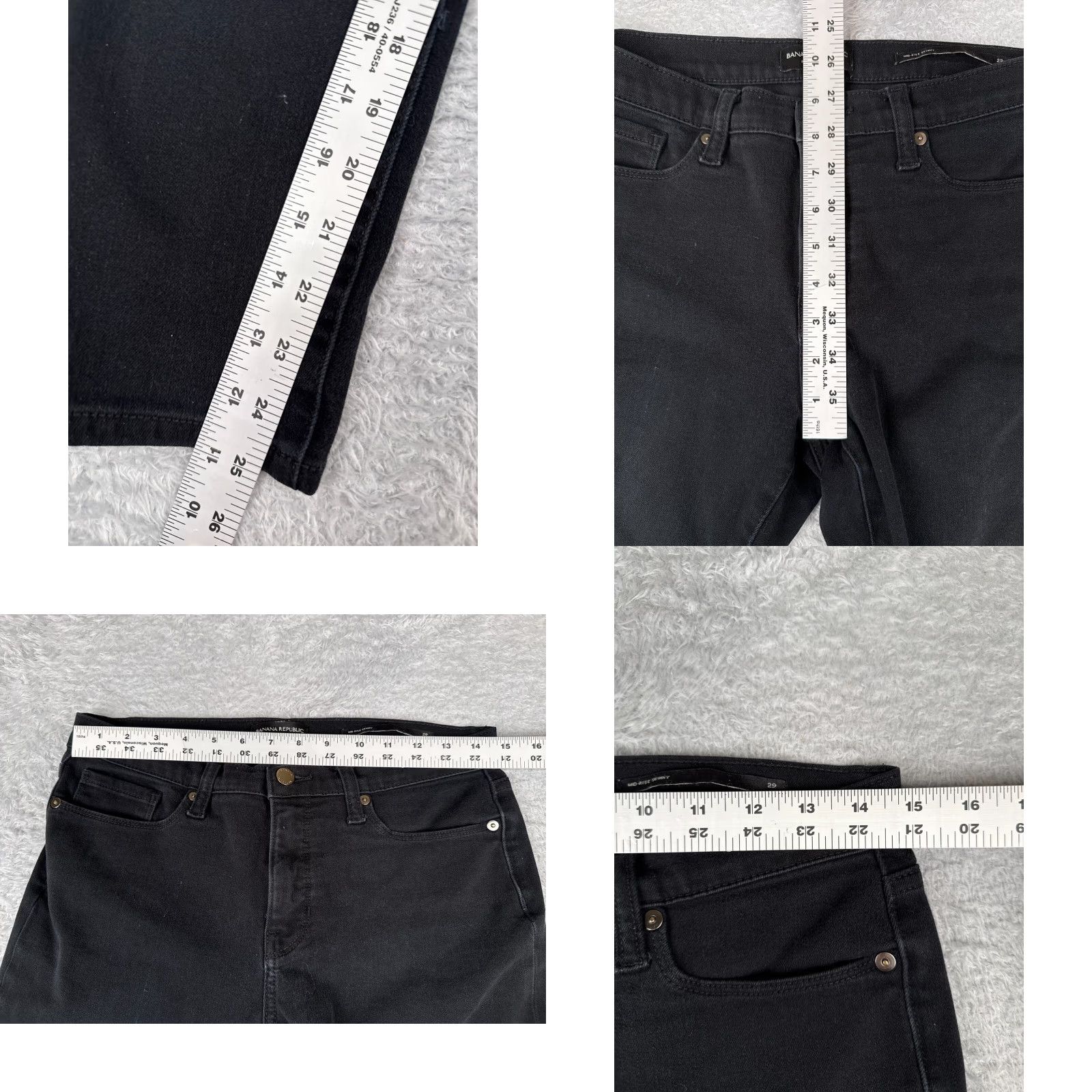 Banana Republic Banana Republic Jeans Women 29 Black Denim Skinny Mid Rise Cotton 29x25 Womens Size 29" - 8 Thumbnail