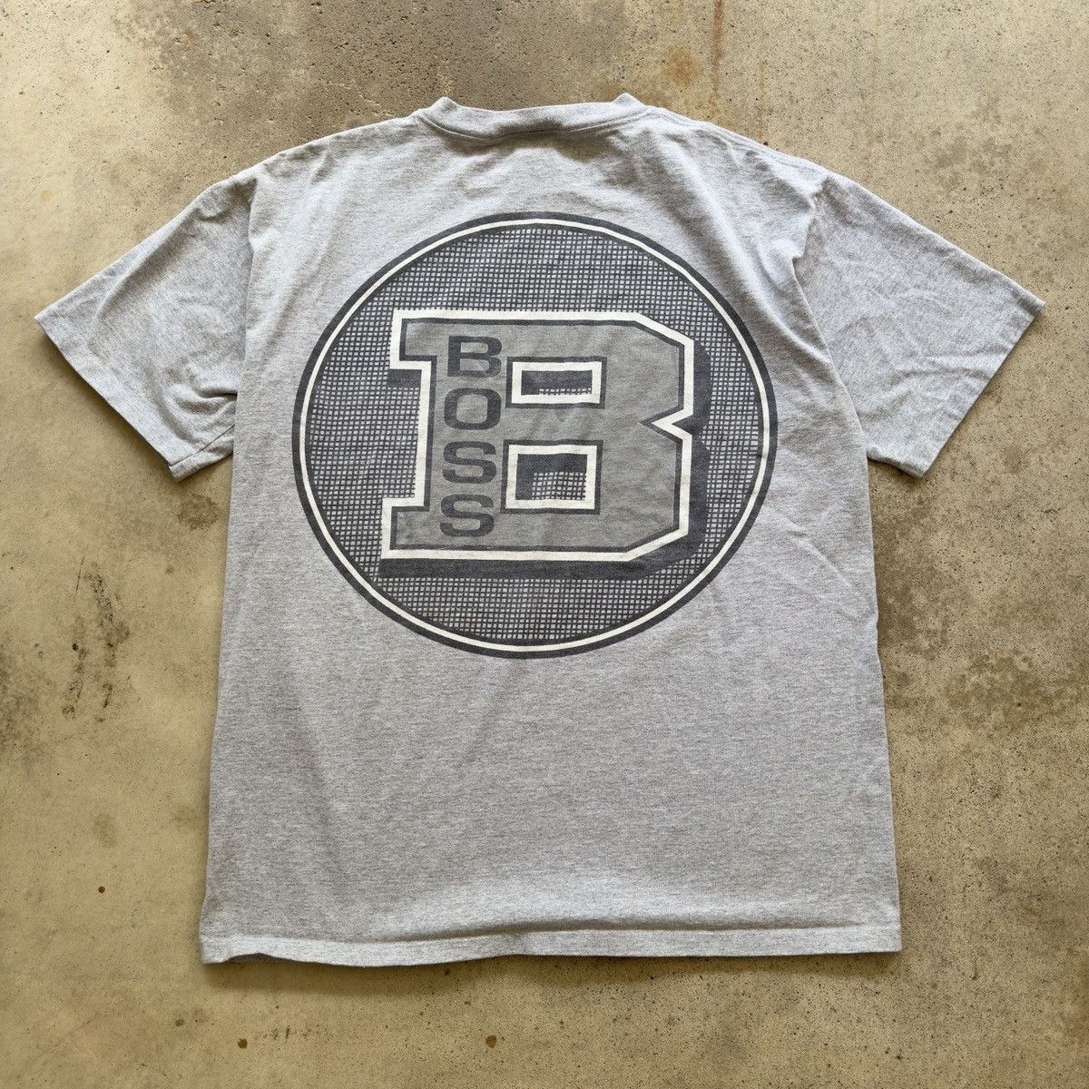 image of Vintage Boss Jeans Big Logo Tee Grey , Men's (Size 2XL)