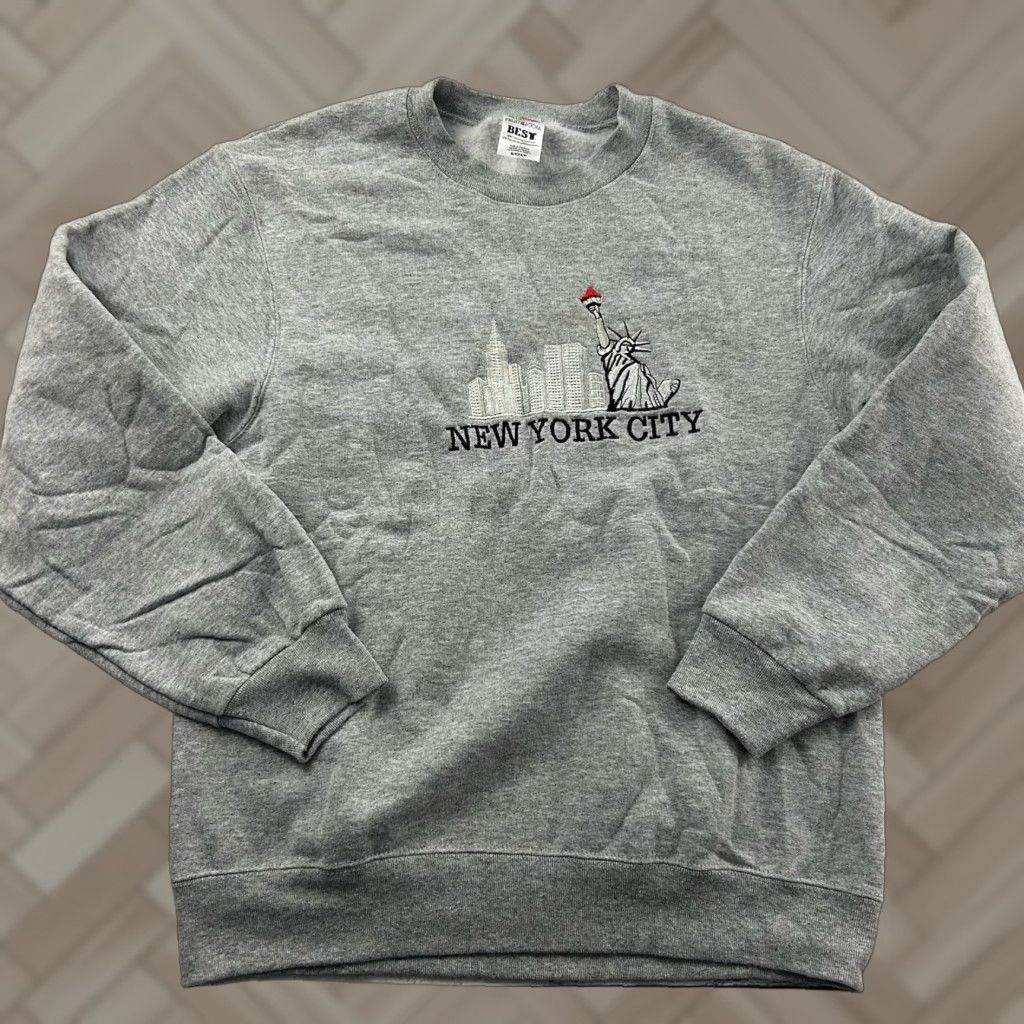Fruit Of The Loom VINTAGE New York City Embroidered Pullover Crewneck Sweatshirt Men S Gray Shirt Size US S / EU 44-46 / 1 - 1 Thumbnail