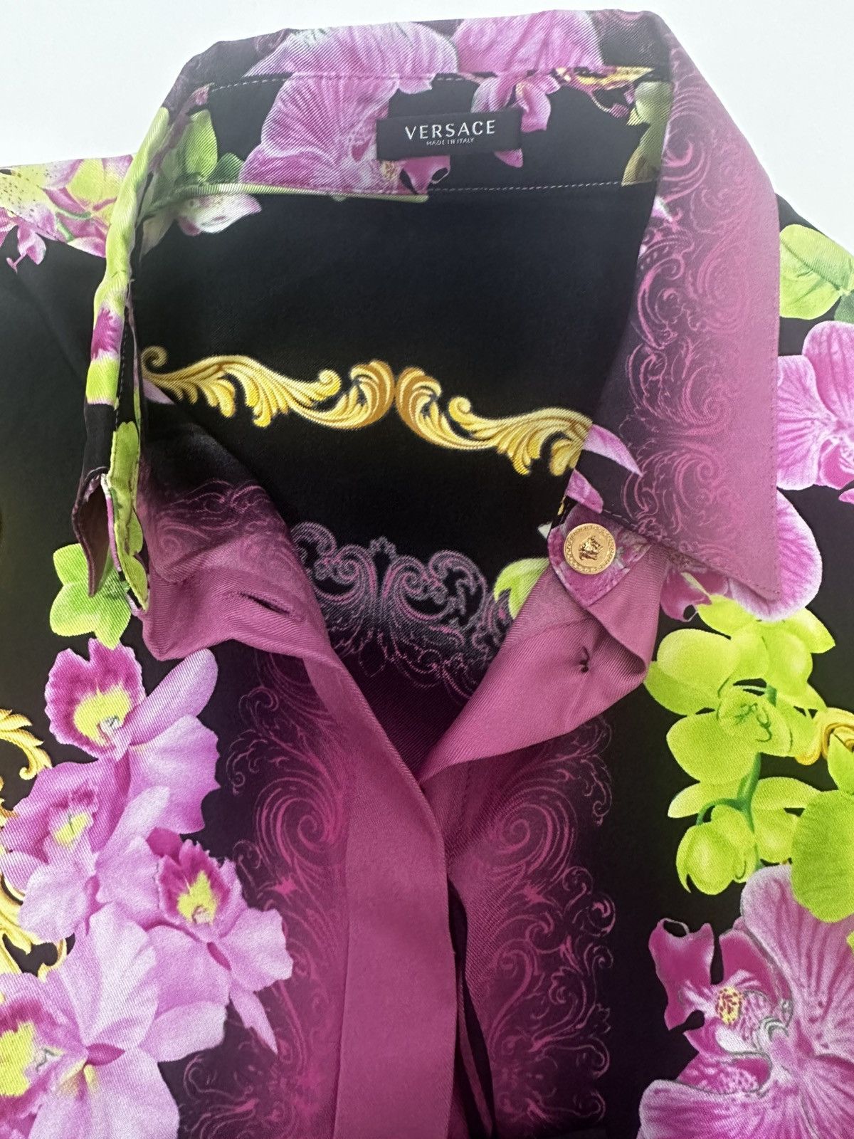 Versace Versace Medusa Orchid Silk Shirt Size S / US 4 / IT 40 - 9 Thumbnail