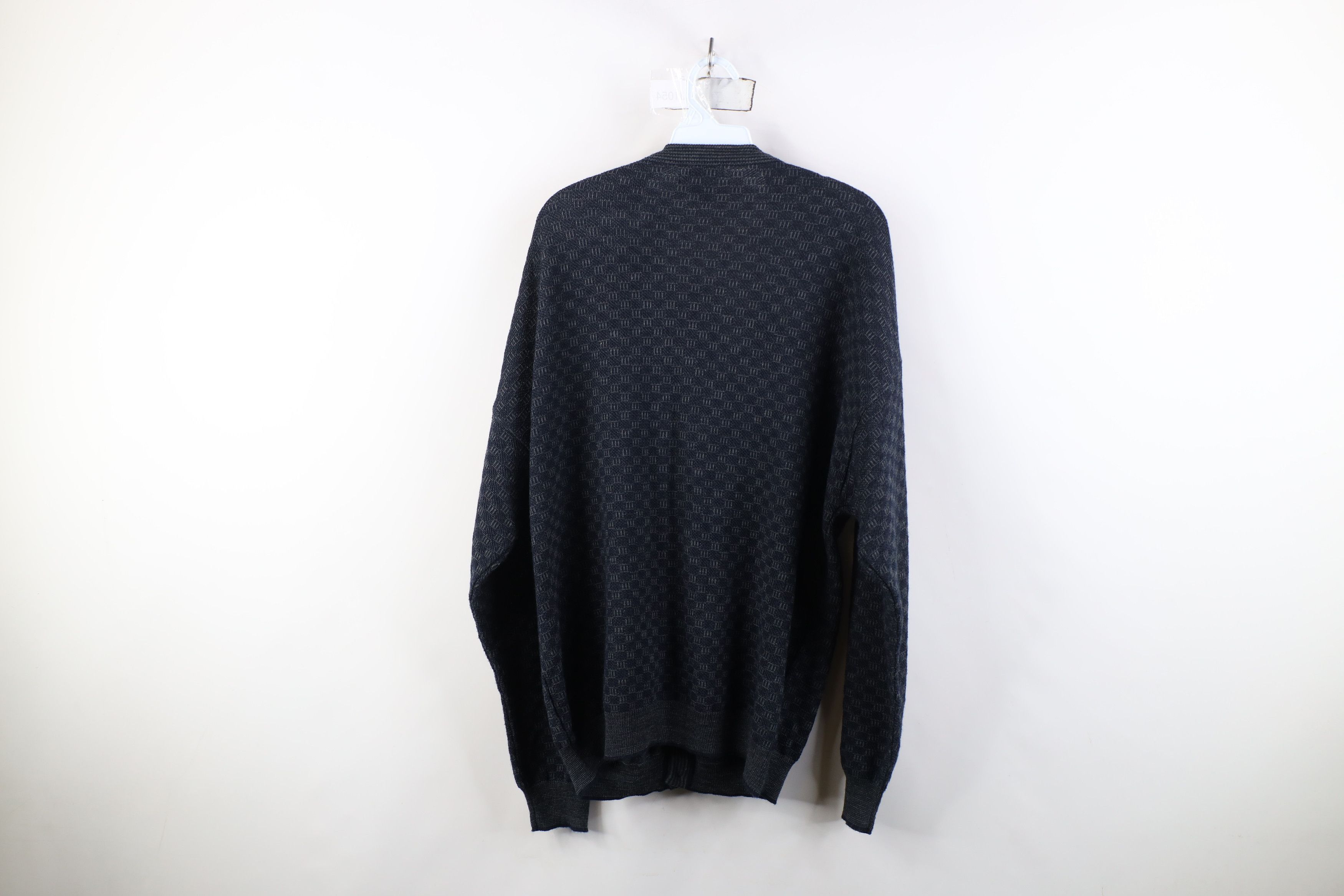 Vintage Vintage 90s Streetwear Checkered Knit Cardigan Sweater Size US L / EU 52-54 / 3 - 9 Thumbnail