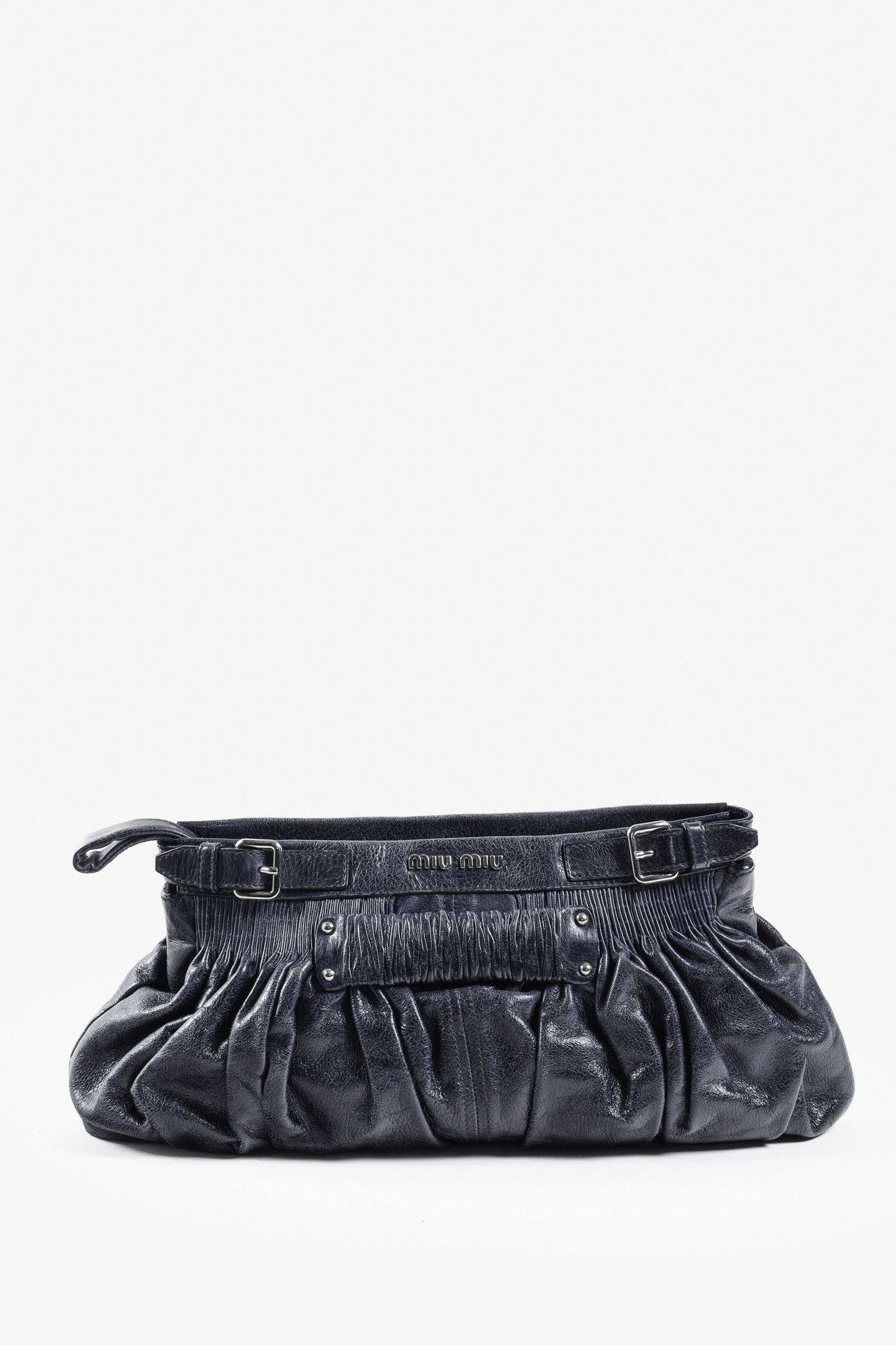 Miu Miu Ruched Leather Clutch