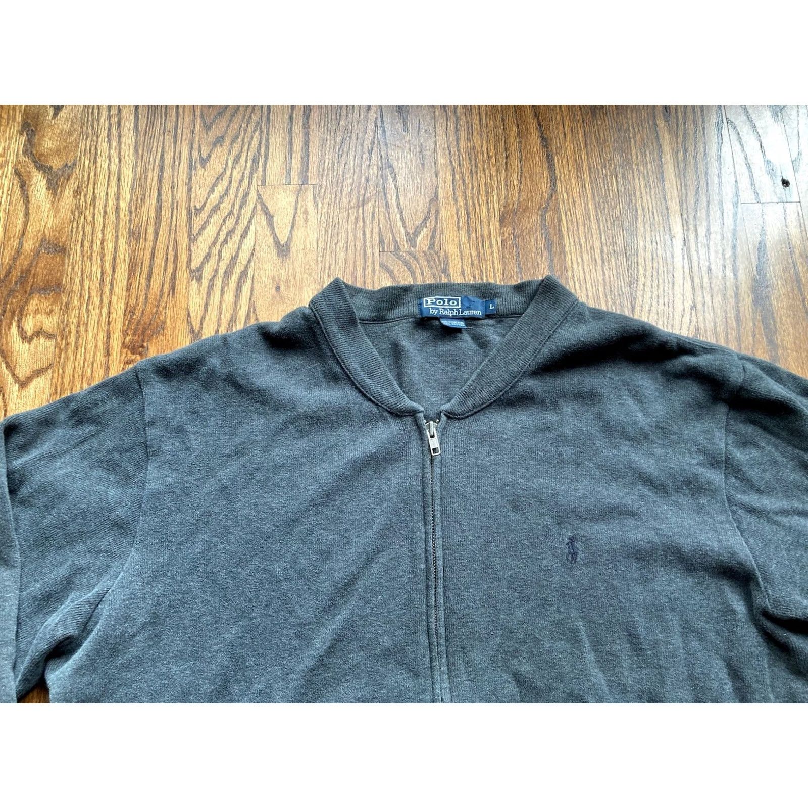 Polo Ralph Lauren Vintage Polo Ralph Lauren Jacket Mens Large Gray Cardigan Pony Cotton Knit Zip Full Size US L / EU 52-54 / 3 - 4 Thumbnail