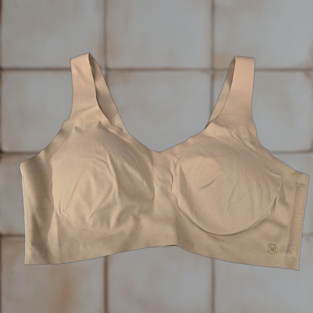 Vintage Honeylove Wireless Bra Large Beige V-Neck Removable Straps T-Shirt Classic Womens