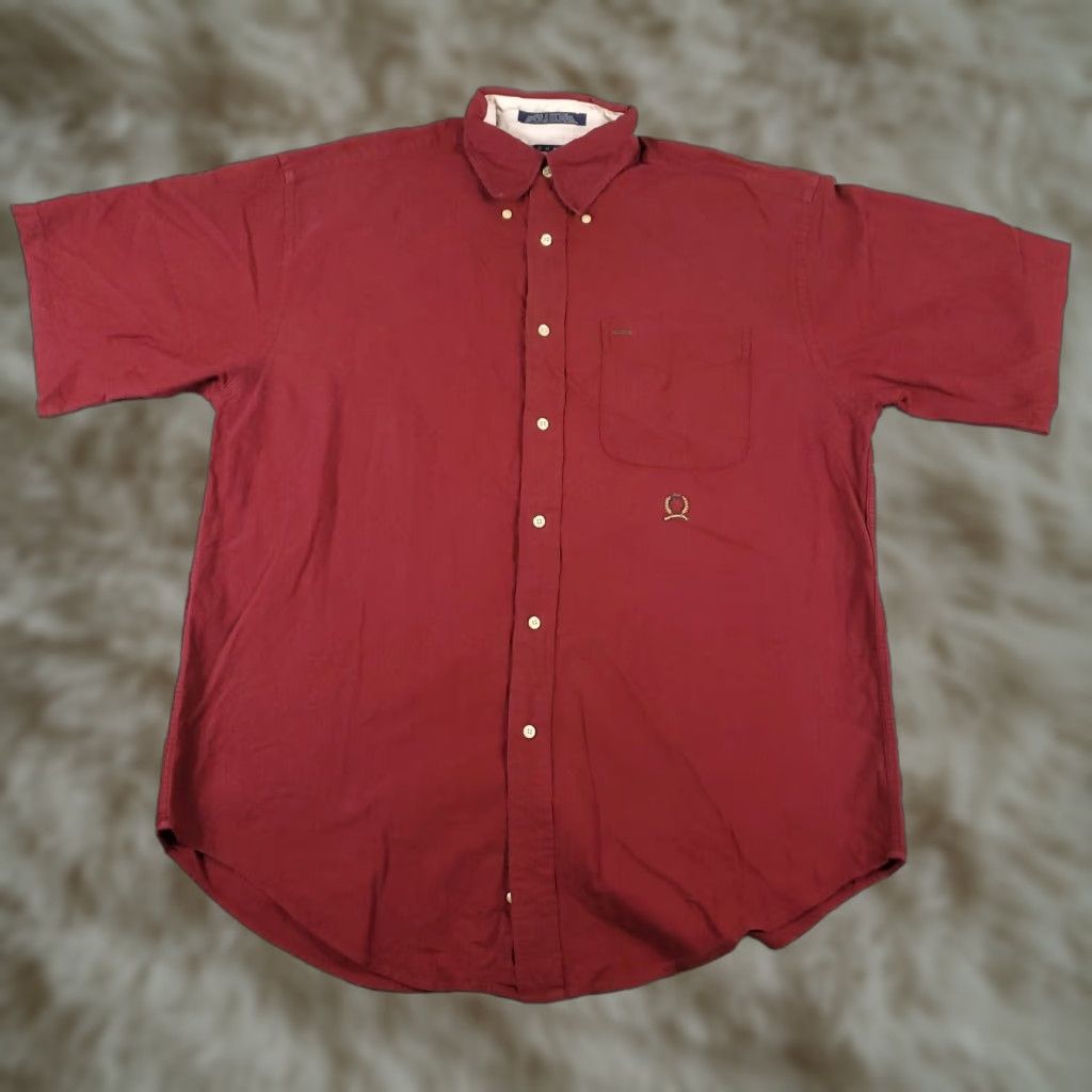 Tommy Hilfiger Tommy Hilfiger Shirt Mens Medium Red Short Sleeve Button-Up Collared Cotton Woven Regular Fit Classic American Mens Size US M / EU 48-50 / 2 - 1 Thumbnail