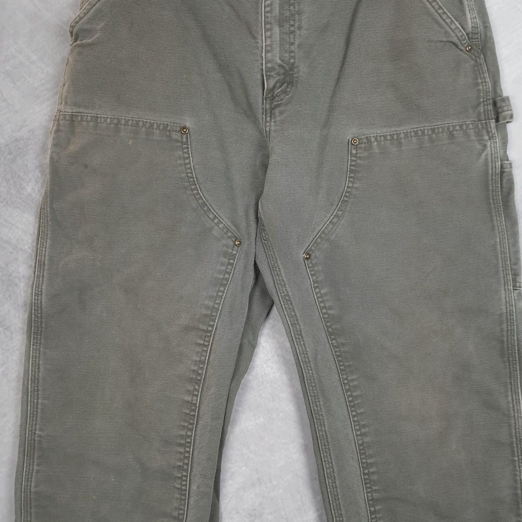 Carhartt VINTAGE Carhartt Pants Mens 35 Green Canvas Original Dungaree Fit Workwear Carpenter Straight Leg Pockets Size US 35 - 6 Thumbnail