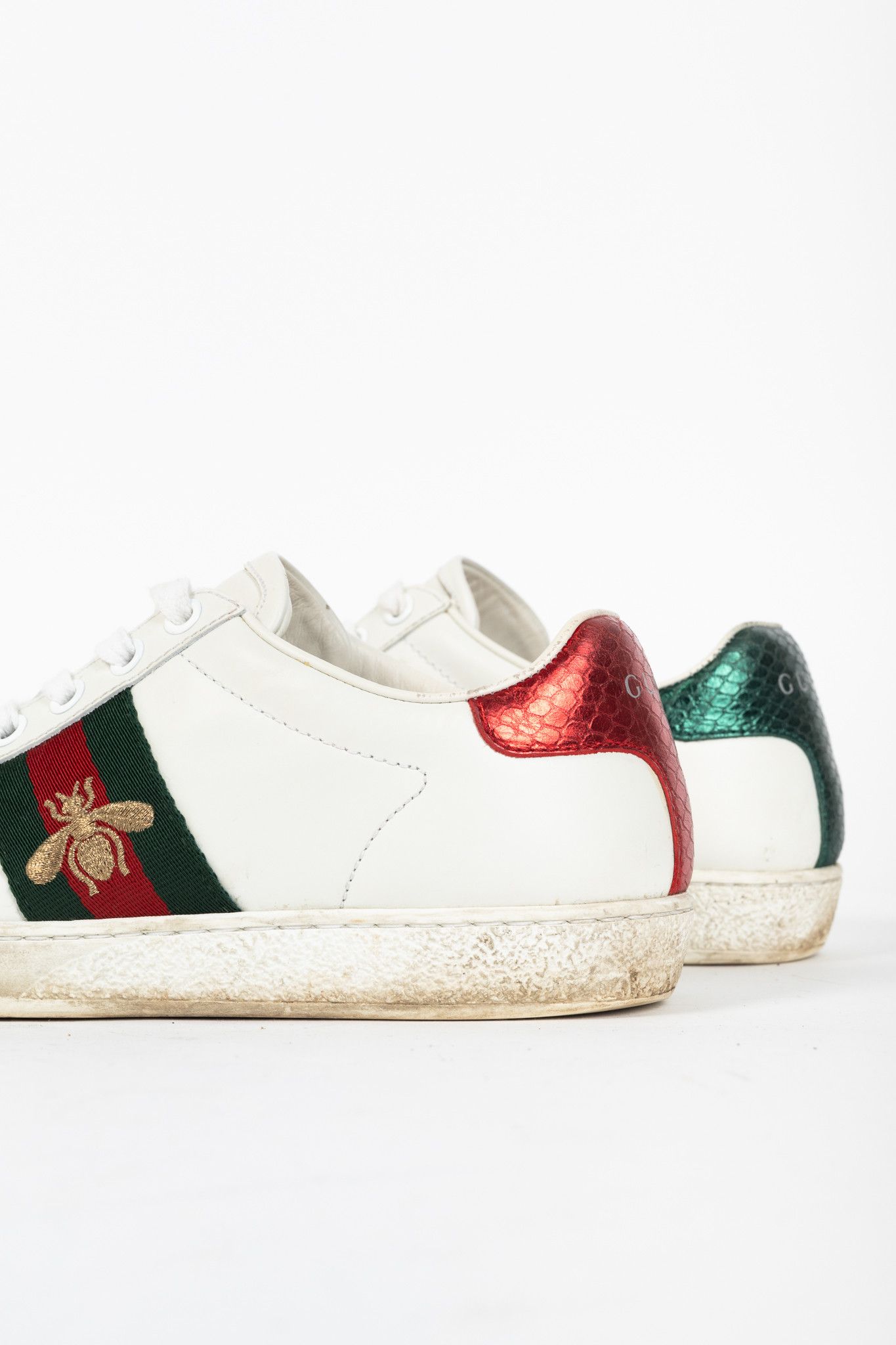 Gucci Gucci Ace Bee White Leather Lace-Up Sneakers Size US 4.5 / IT 34.5 - 7 Thumbnail