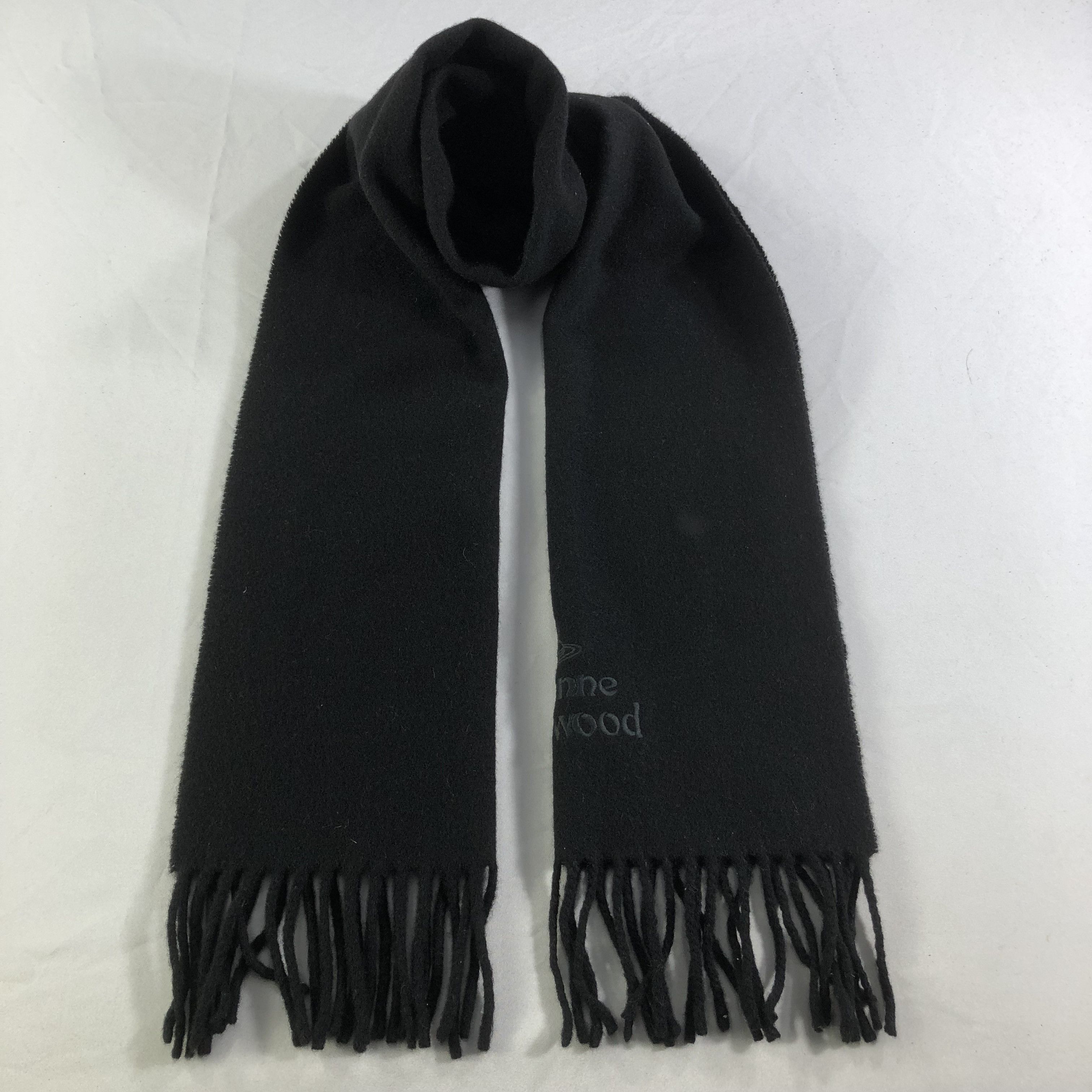 Vivienne Westwood Vivienne Westwood Plain Black Wool Scarf Muffler V1698 Size ONE SIZE - 1 Thumbnail