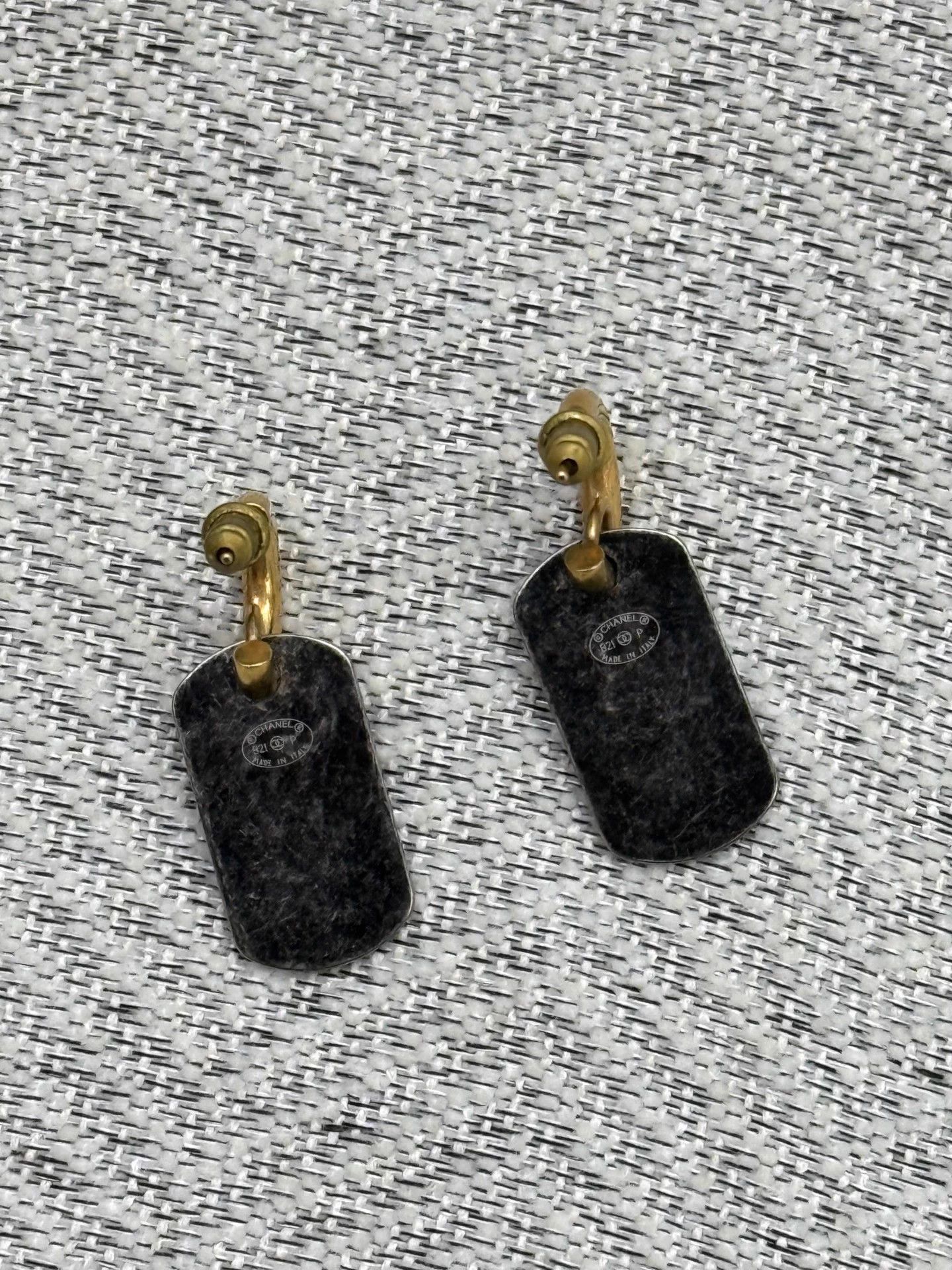 Chanel Chanel Vintage Metal Tag Earrings Size ONE SIZE - 2 Thumbnail