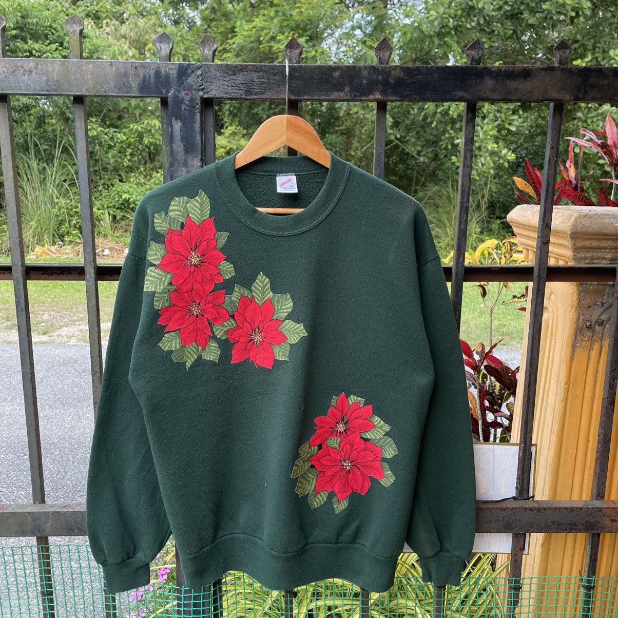Jerzees 🔥Vintage 90s Jerzees Motive Flower Sweatshirts Size US M / EU 48-50 / 2 - 1 Thumbnail