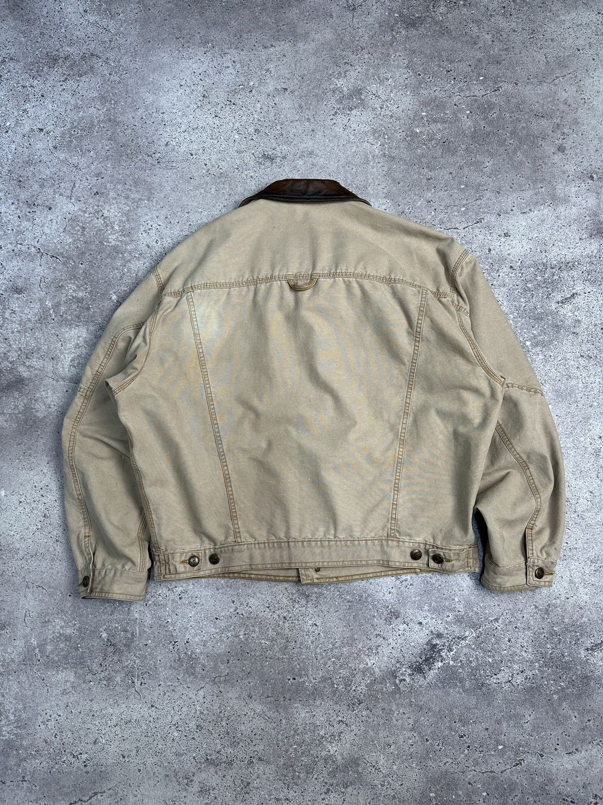 Vintage Vintage Marlboro Boxy Denim Jacket Beige Distressed Rare Size US XL / EU 56 / 4 - 9 Thumbnail