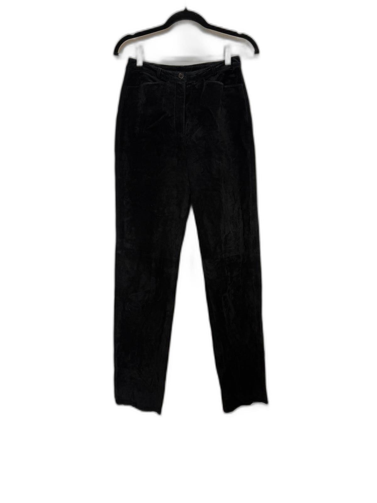 Designer Vintage 90s black high waisted suede pants. Size 27" / US 4 / IT 40 - 3 Thumbnail