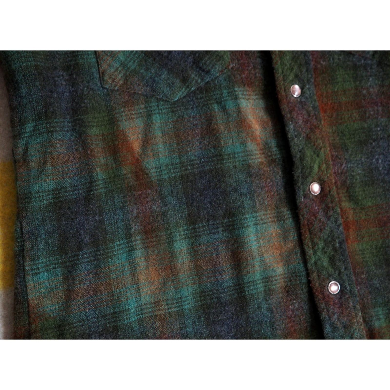 Vintage VTG Tem Tex Green Plaid Wool Western Faded Pearl Snap Shirt Mens XS Size US XS / EU 42 / 0 - 7 Thumbnail