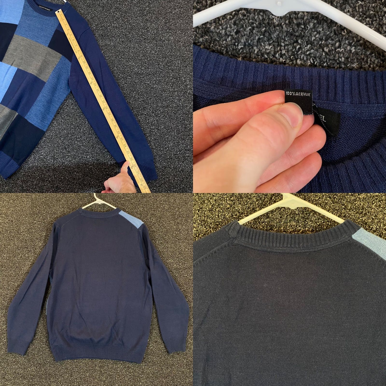 Vintage Tricots St Raphael Sweater Men Medium Blue Gray Plaid Long Sleeve Crew Neck Pullover Jumper Size US M / EU 48-50 / 2 - 8 Thumbnail