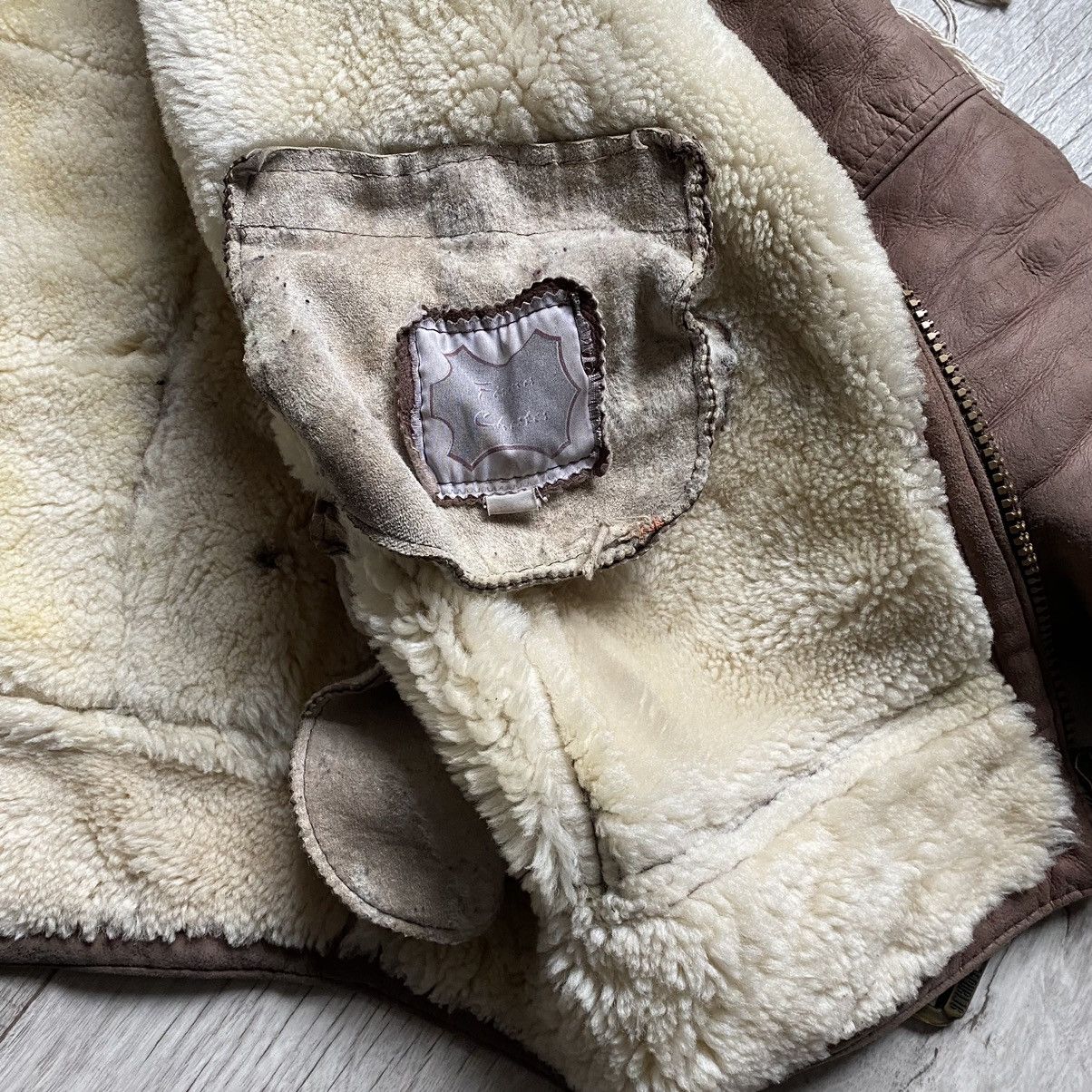 Leather RARE ISLAND REPUBLIC 90s HEAVY LEATHER SHERPA AVIATOR JACKET Size US L / EU 52-54 / 3 - 11 Thumbnail