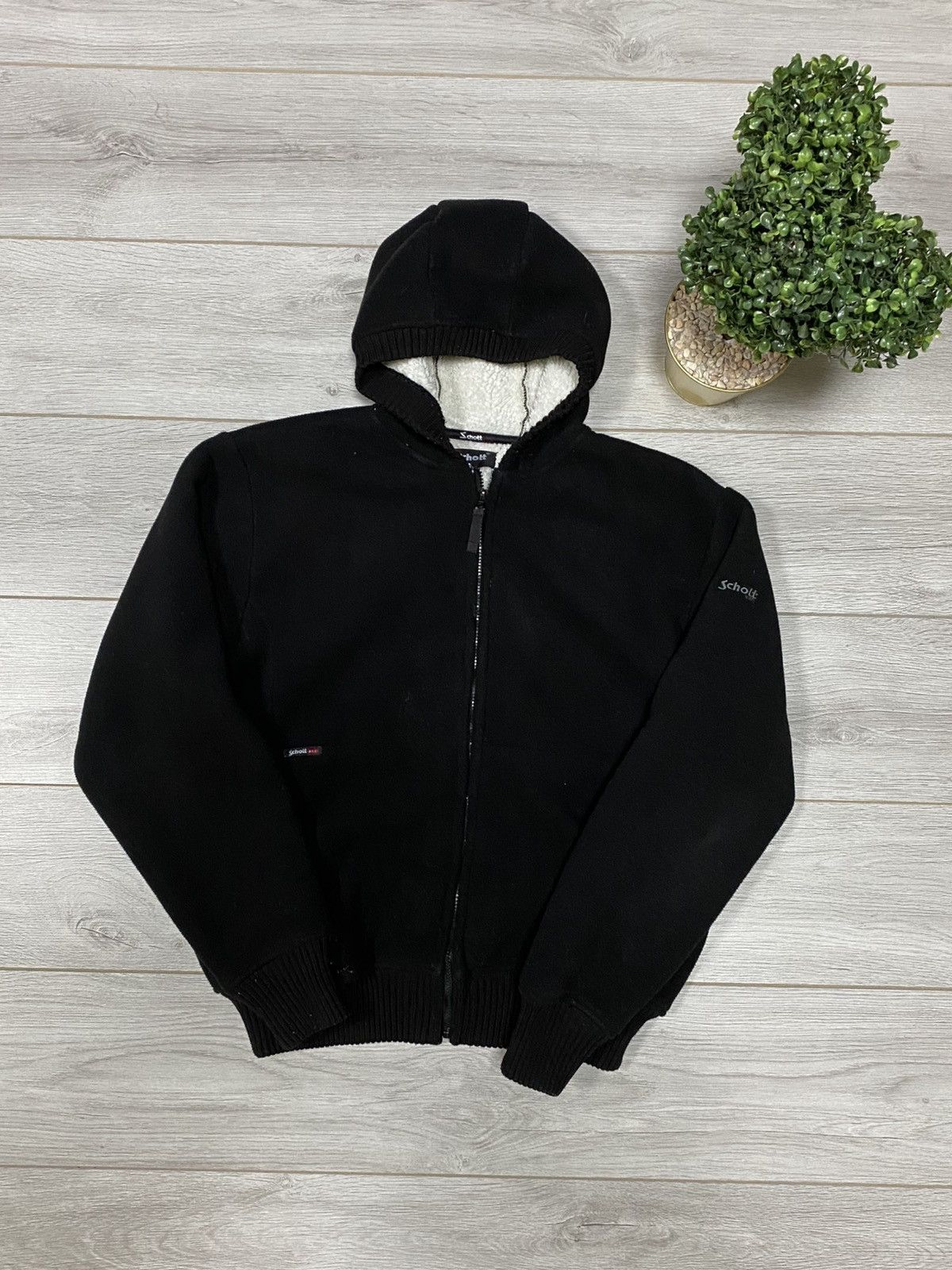 Schott Schott fleece zip big logo vintage hoodie jacket Size US L / EU 52-54 / 3 - 3 Thumbnail