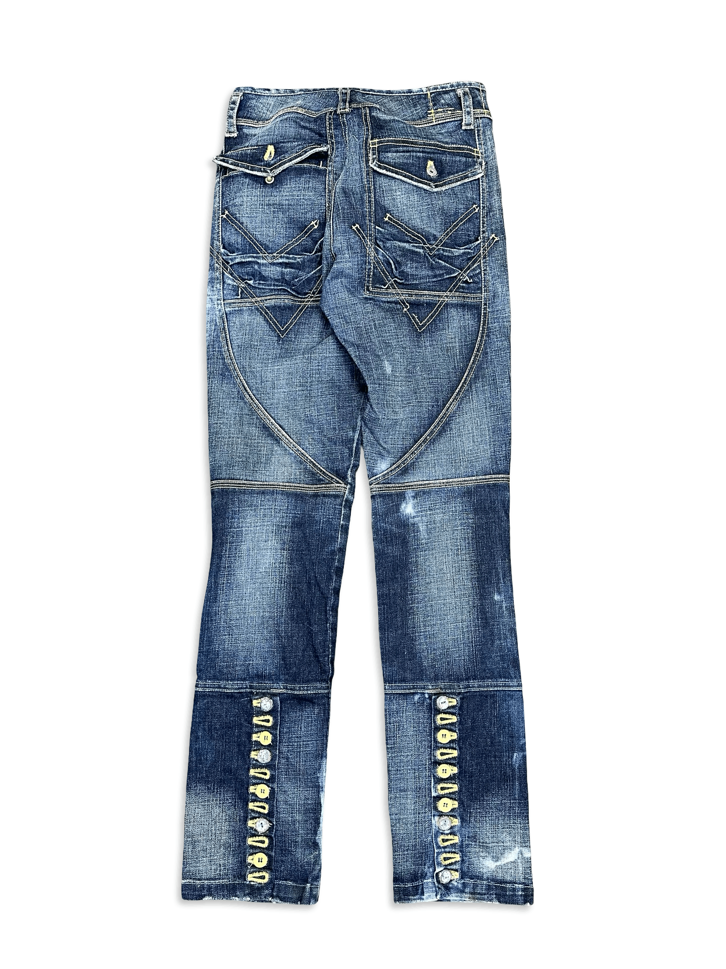 Marithe + Francois Girbaud vintage distressed tie dye buttoned designer denim jeans Size US 28 / EU 44 - 2 Thumbnail
